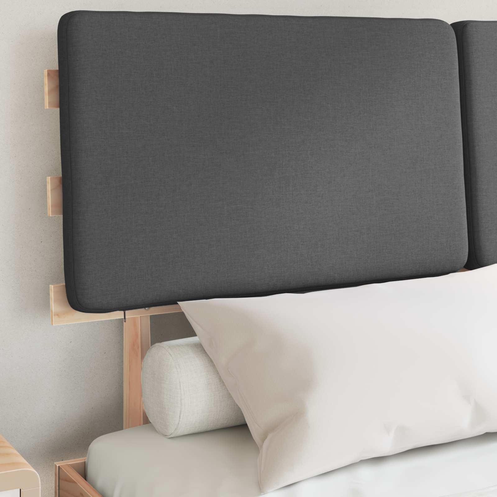 Σκελετός Κρεβατιού με Επενδεδυμένο Κεφαλάρι Σκούρο Γκρι