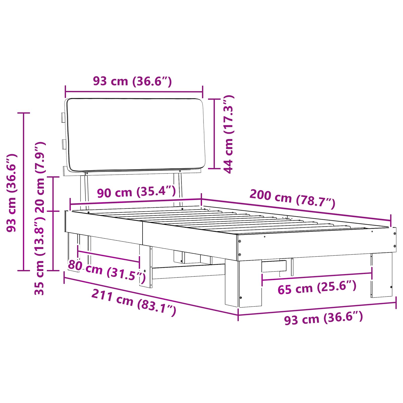 Σκελετός Κρεβατιού με Επενδεδυμένο Κεφαλάρι Ανοιχτό γκρι