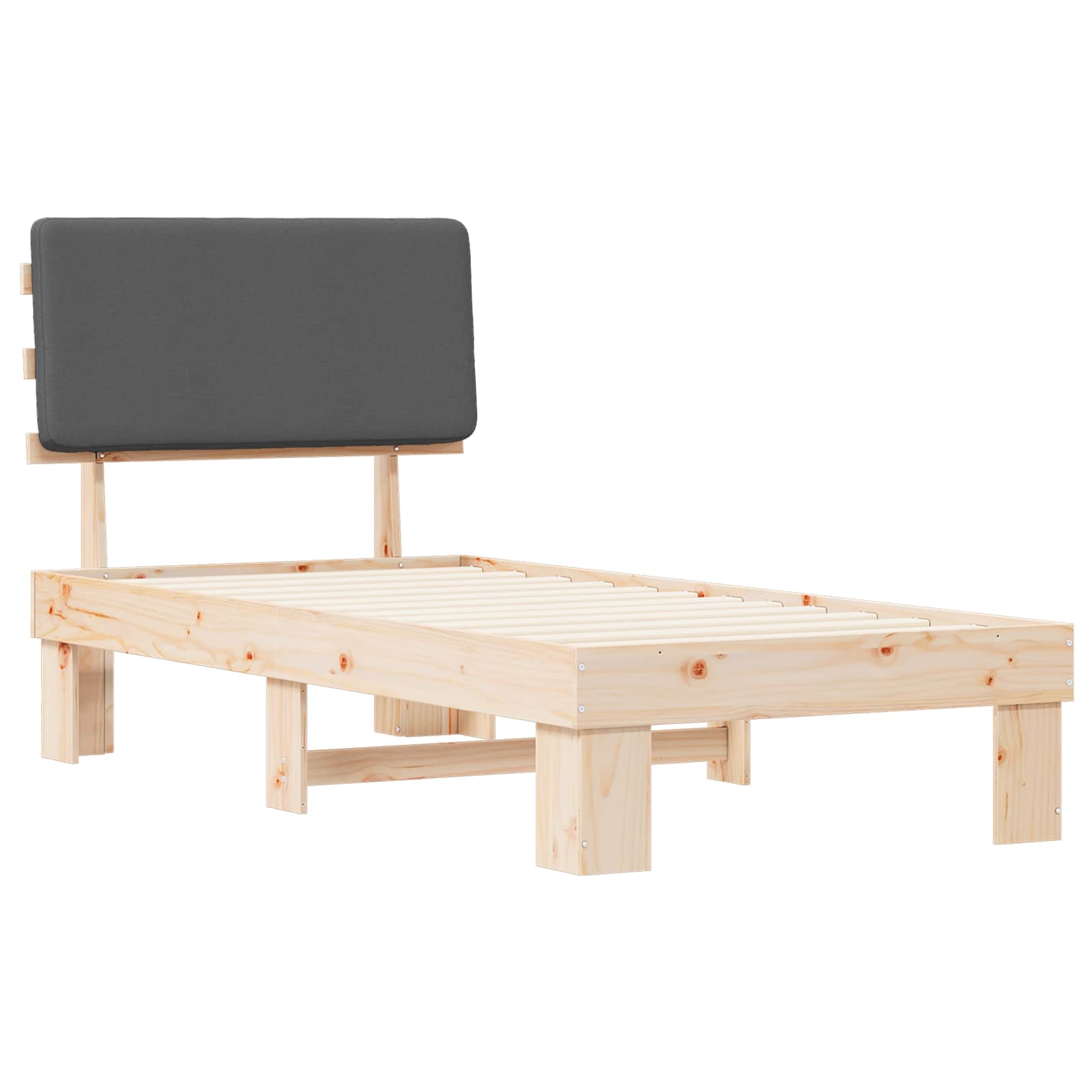 Σκελετός Κρεβατιού με Επενδεδυμένο Κεφαλάρι Σκούρο Γκρι
