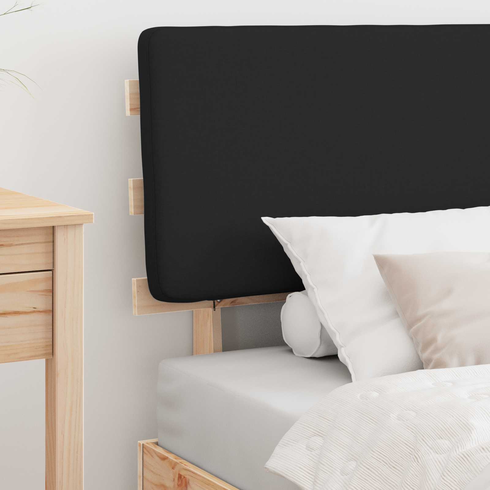 Σκελετός Κρεβατιού με Επενδεδυμένο Κεφαλάρι Μαύρο 90 x 190 cm
