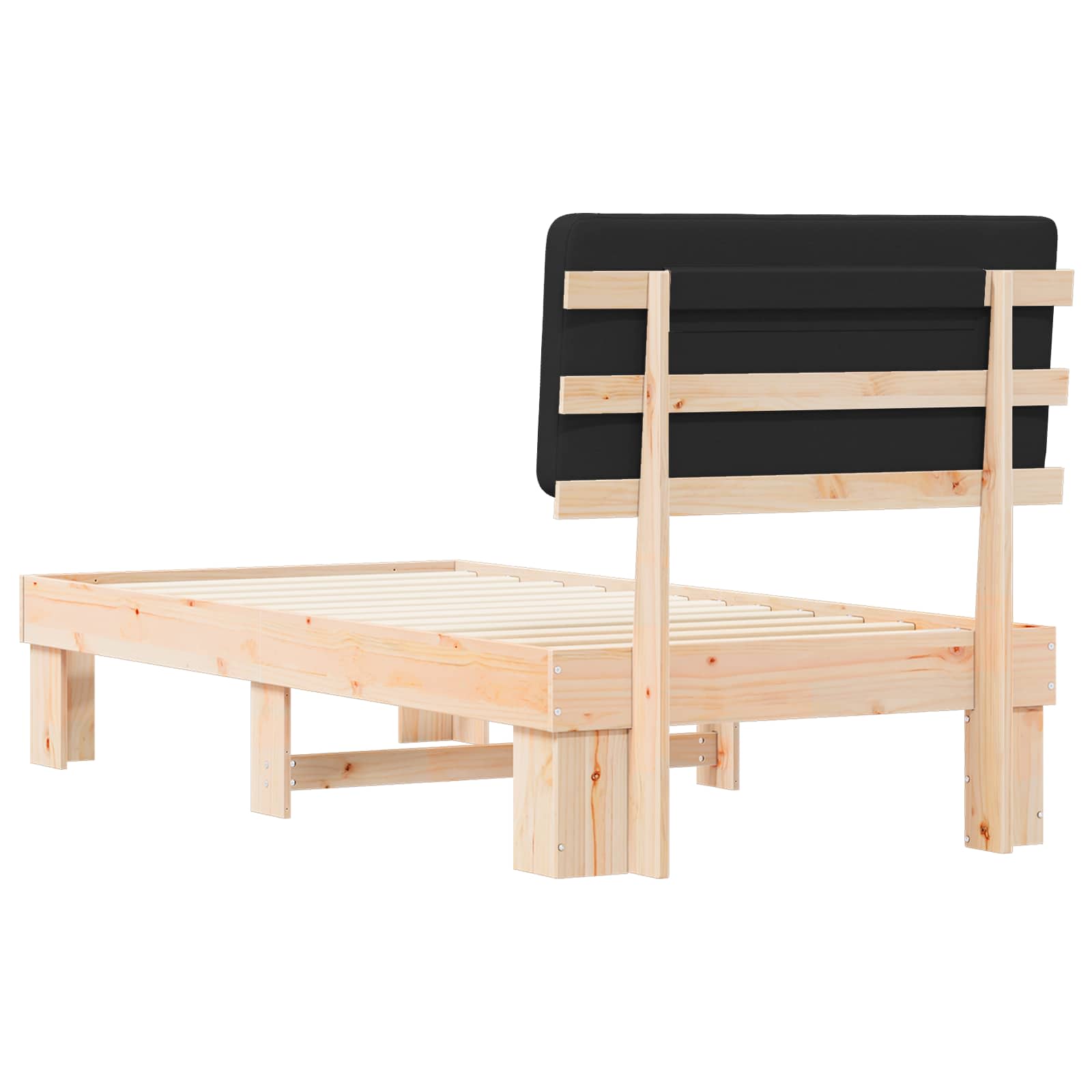 Σκελετός Κρεβατιού με Επενδεδυμένο Κεφαλάρι Μαύρο 90 x 190 cm