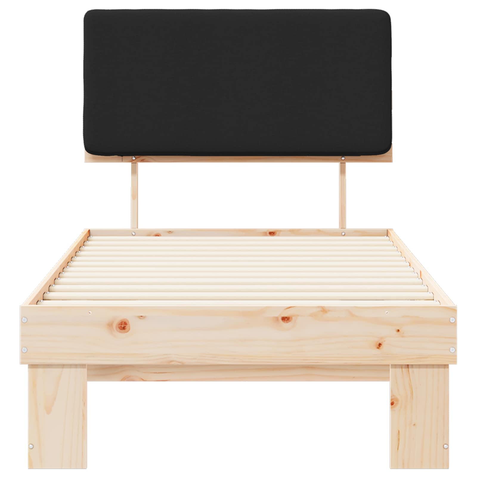 Σκελετός Κρεβατιού με Επενδεδυμένο Κεφαλάρι Μαύρο 90 x 190 cm