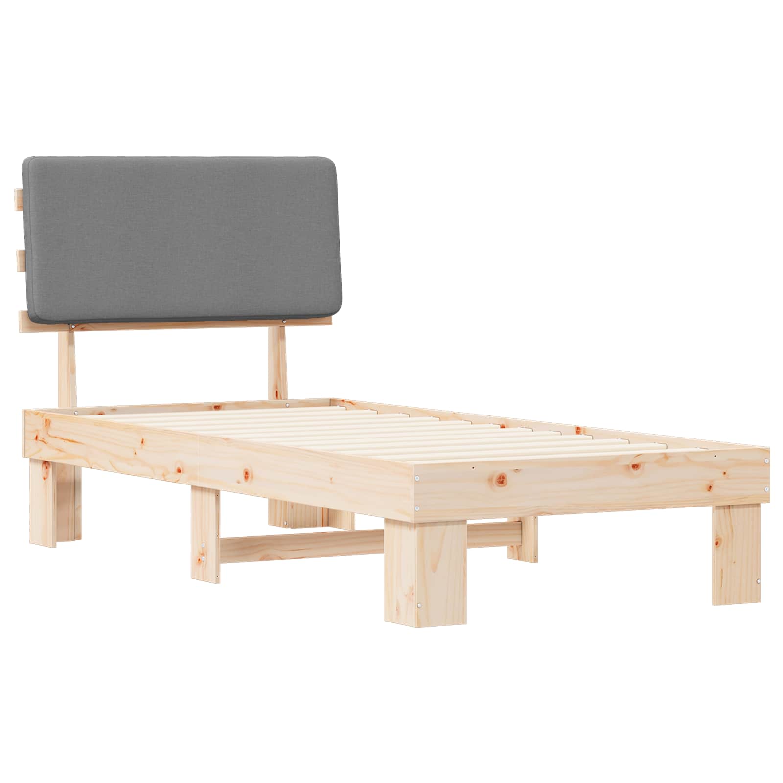 Σκελετός Κρεβατιού με Επενδεδυμένο Κεφαλάρι Ανοιχτό γκρι