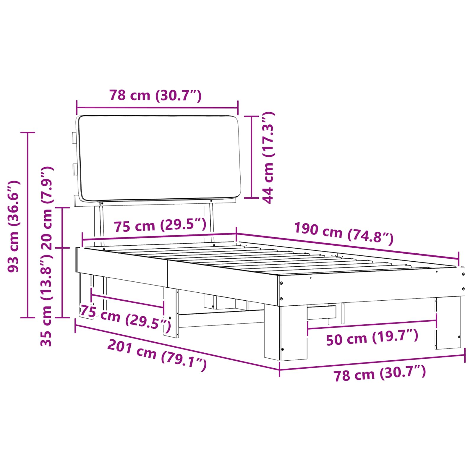 Σκελετός Κρεβατιού με Επενδεδυμένο Κεφαλάρι Σκούρο Γκρι