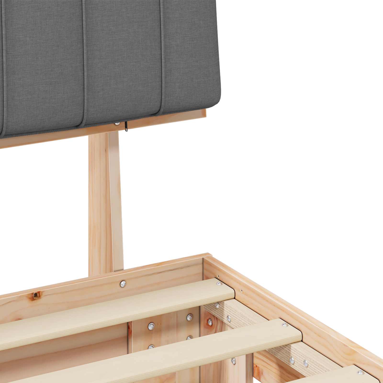 Σκελετός Κρεβατιού με Επενδεδυμένο Κεφαλάρι Ανοιχτό γκρι