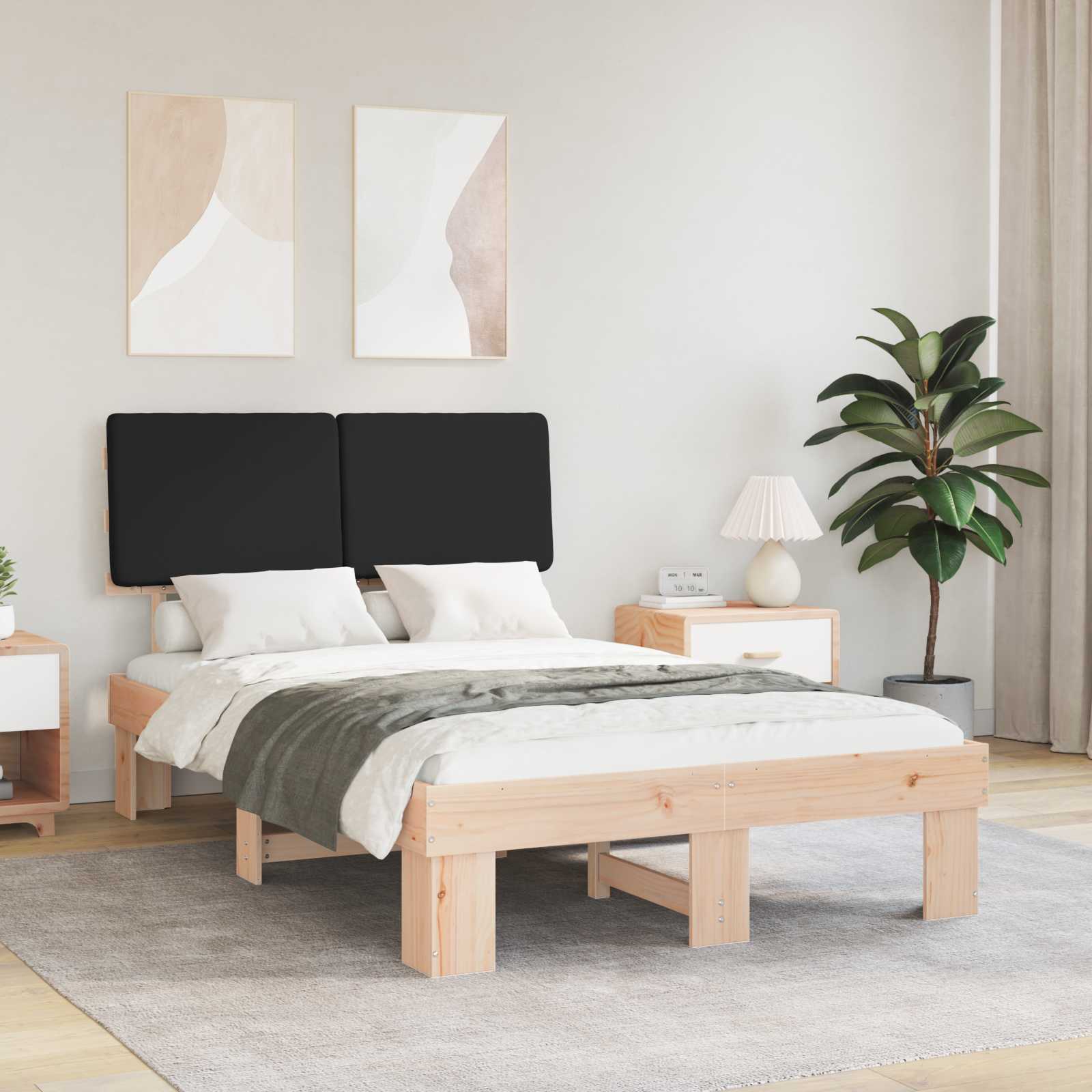 Σκελετός Κρεβατιού με Επενδεδυμένο Κεφαλάρι Μαύρο 120 x 200 cm