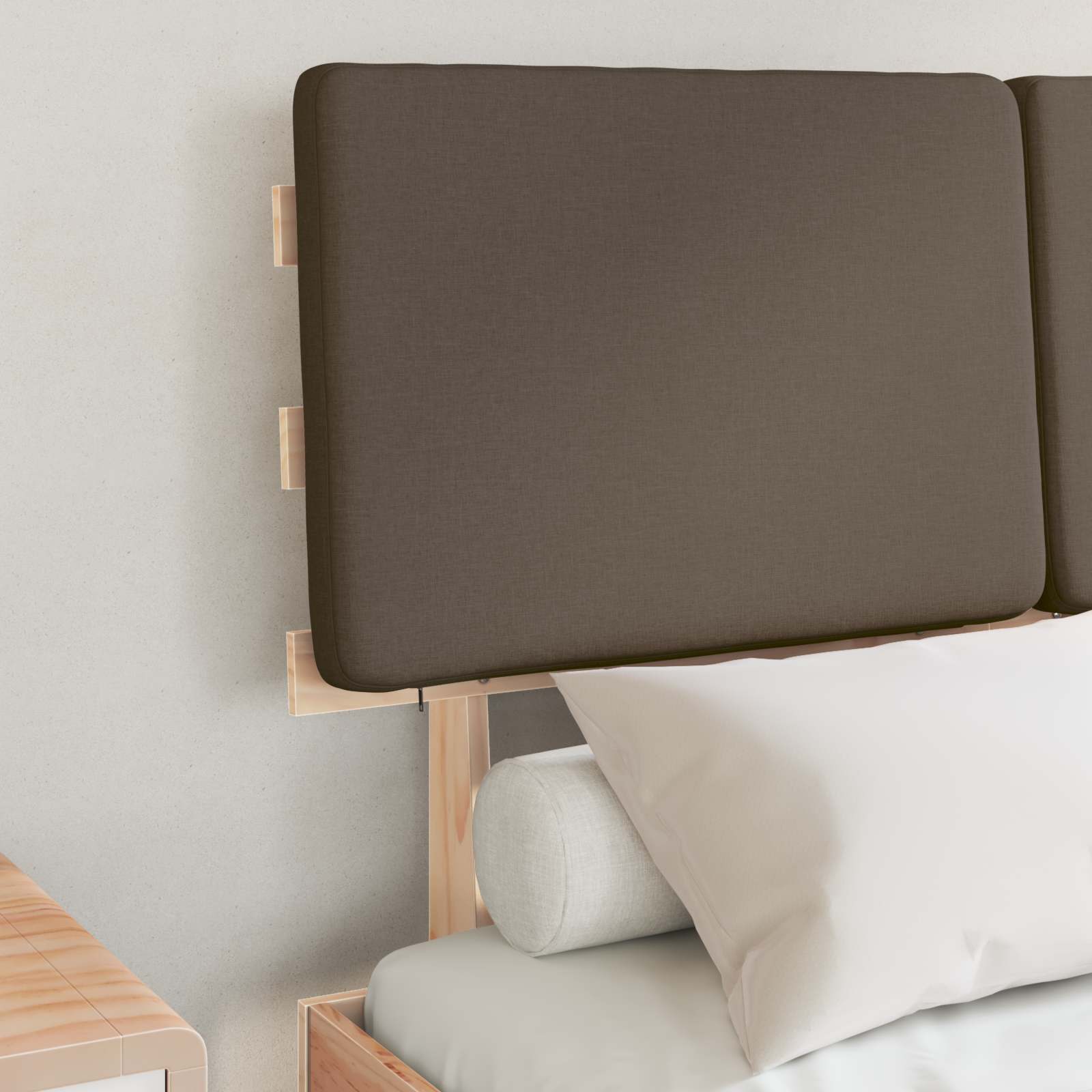 Σκελετός Κρεβατιού με Επενδεδυμένο Κεφαλάρι Taupe 120 x 200 cm