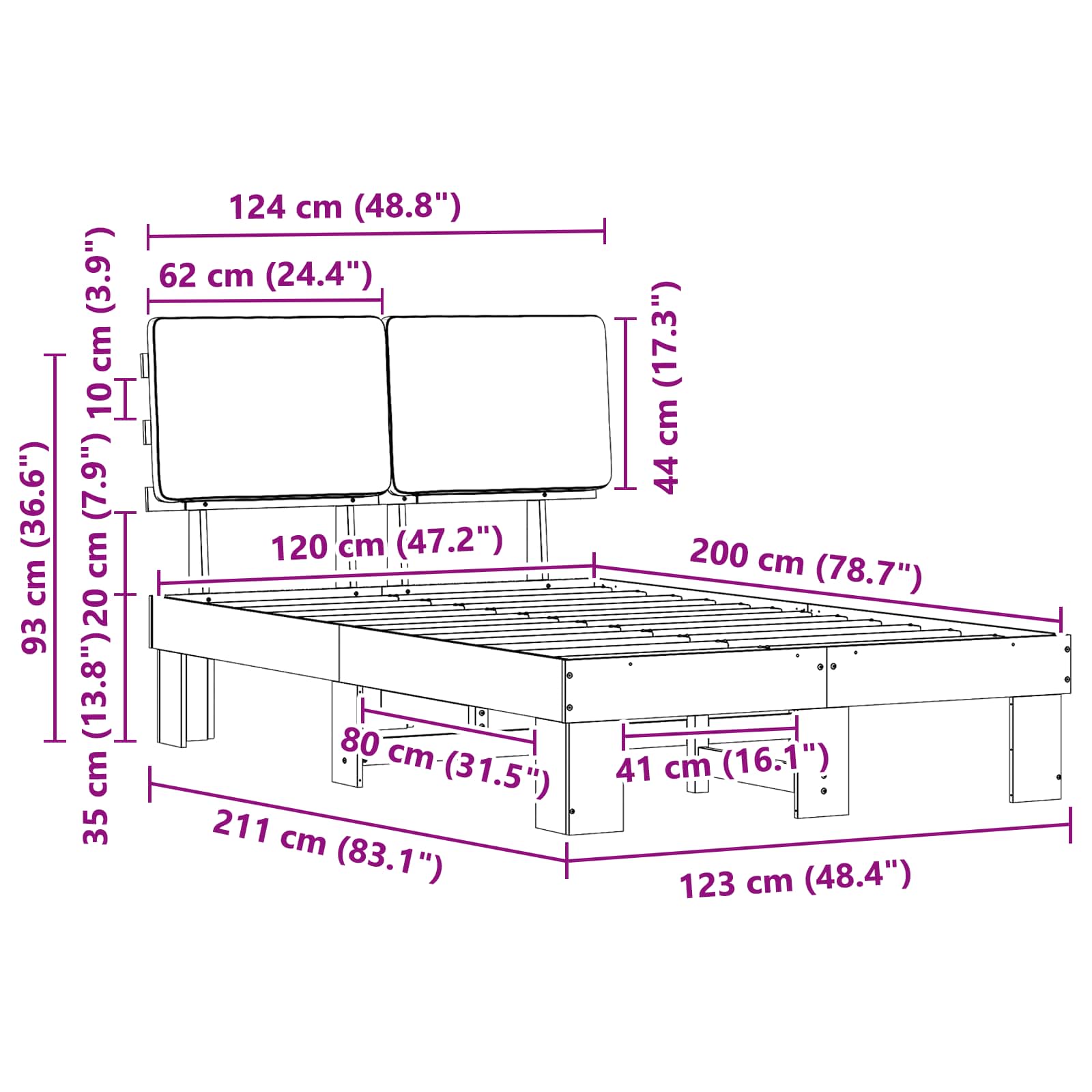 Σκελετός Κρεβατιού με Επενδεδυμένο Κεφαλάρι Ανοιχτό γκρι
