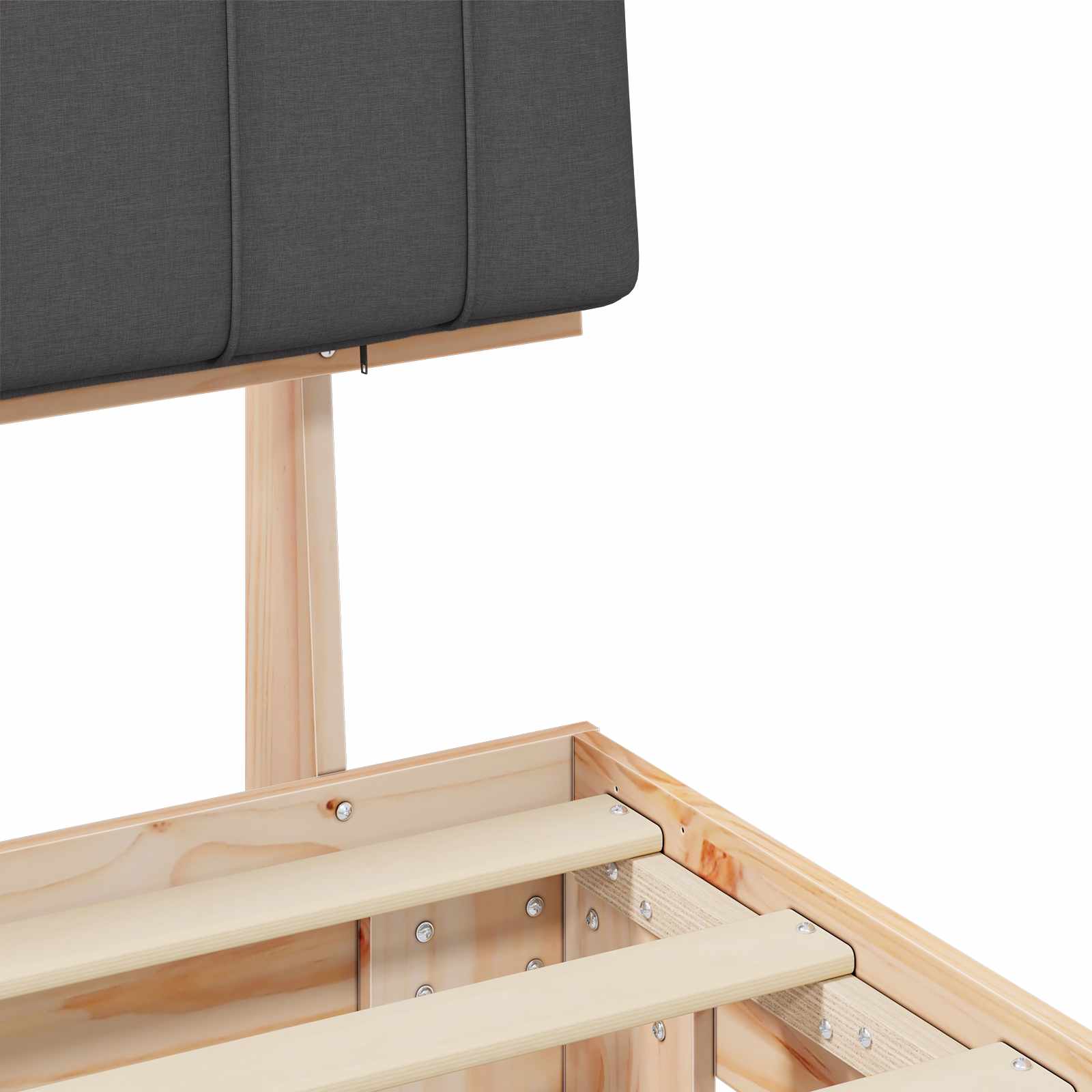 Σκελετός Κρεβατιού με Επενδεδυμένο Κεφαλάρι Σκούρο Γκρι