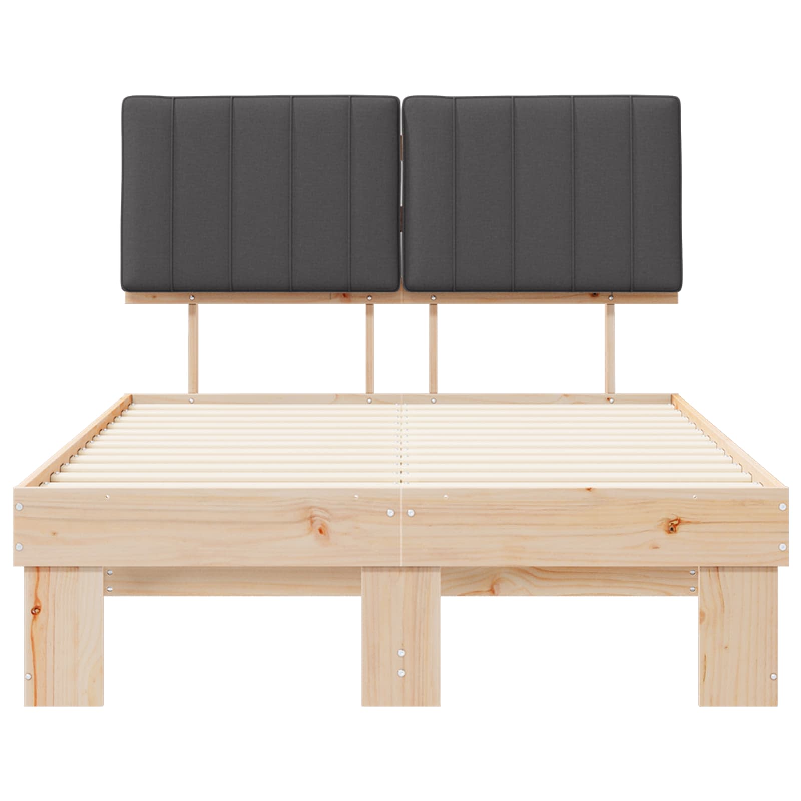 Σκελετός Κρεβατιού με Επενδεδυμένο Κεφαλάρι Σκούρο Γκρι