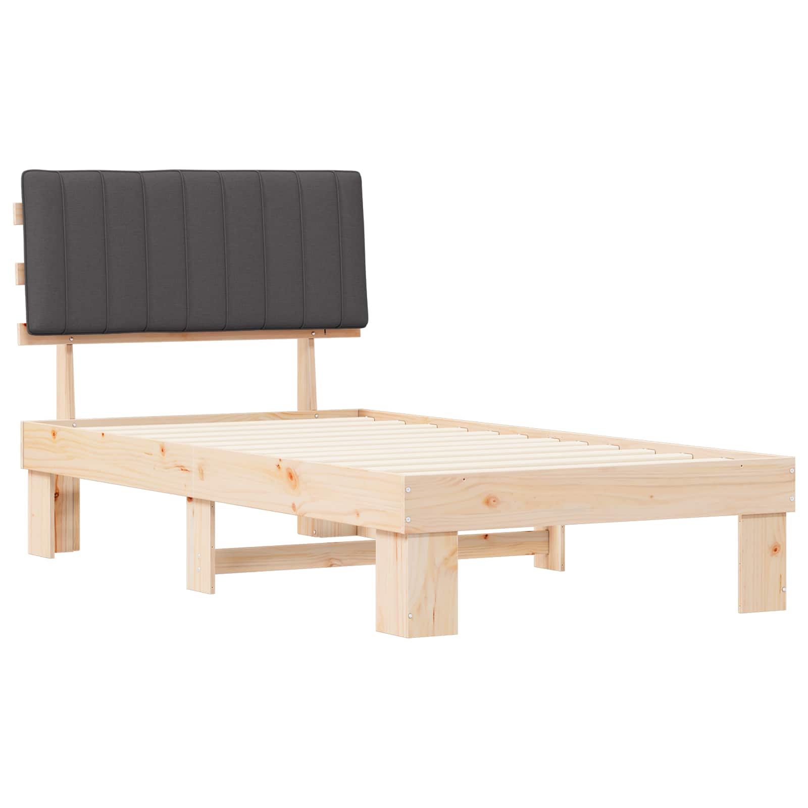 Σκελετός Κρεβατιού με Επενδεδυμένο Κεφαλάρι Σκούρο Γκρι