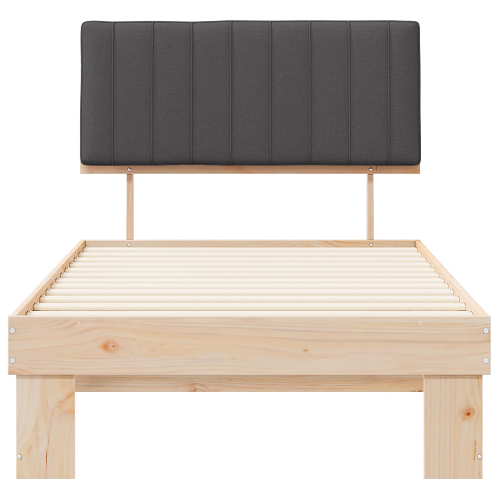 Σκελετός Κρεβατιού με Επενδεδυμένο Κεφαλάρι Σκούρο Γκρι