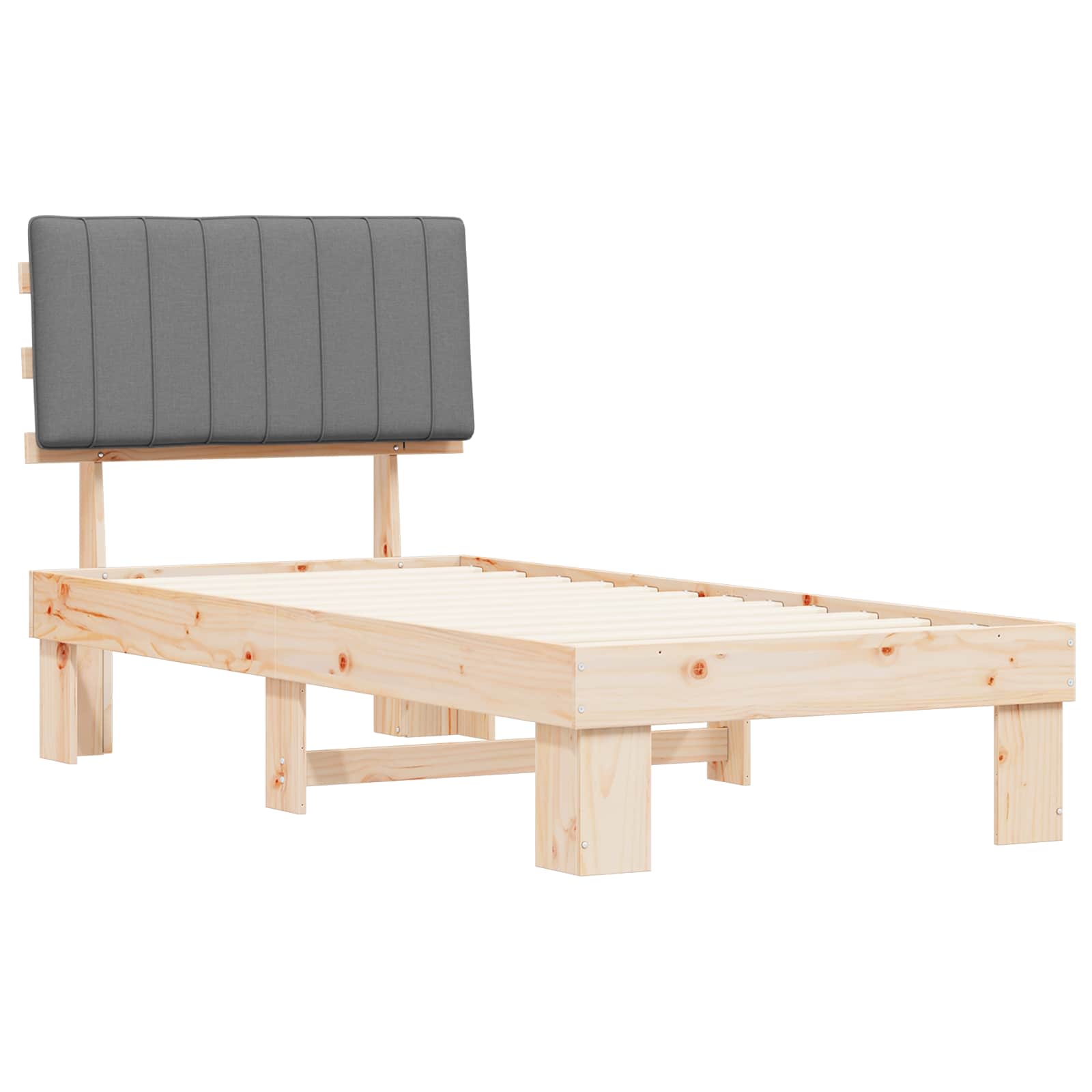 Σκελετός Κρεβατιού με Επενδεδυμένο Κεφαλάρι Ανοιχτό γκρι