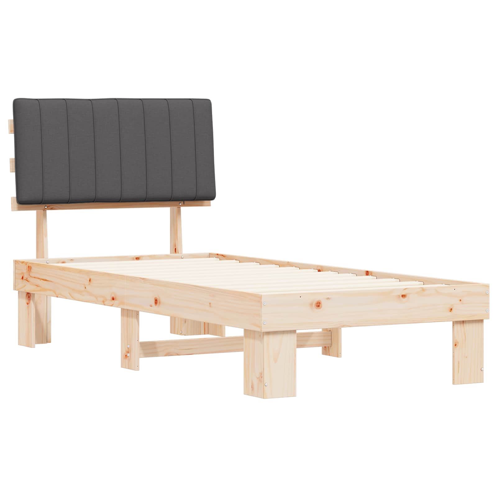Σκελετός Κρεβατιού με Επενδεδυμένο Κεφαλάρι Σκούρο Γκρι