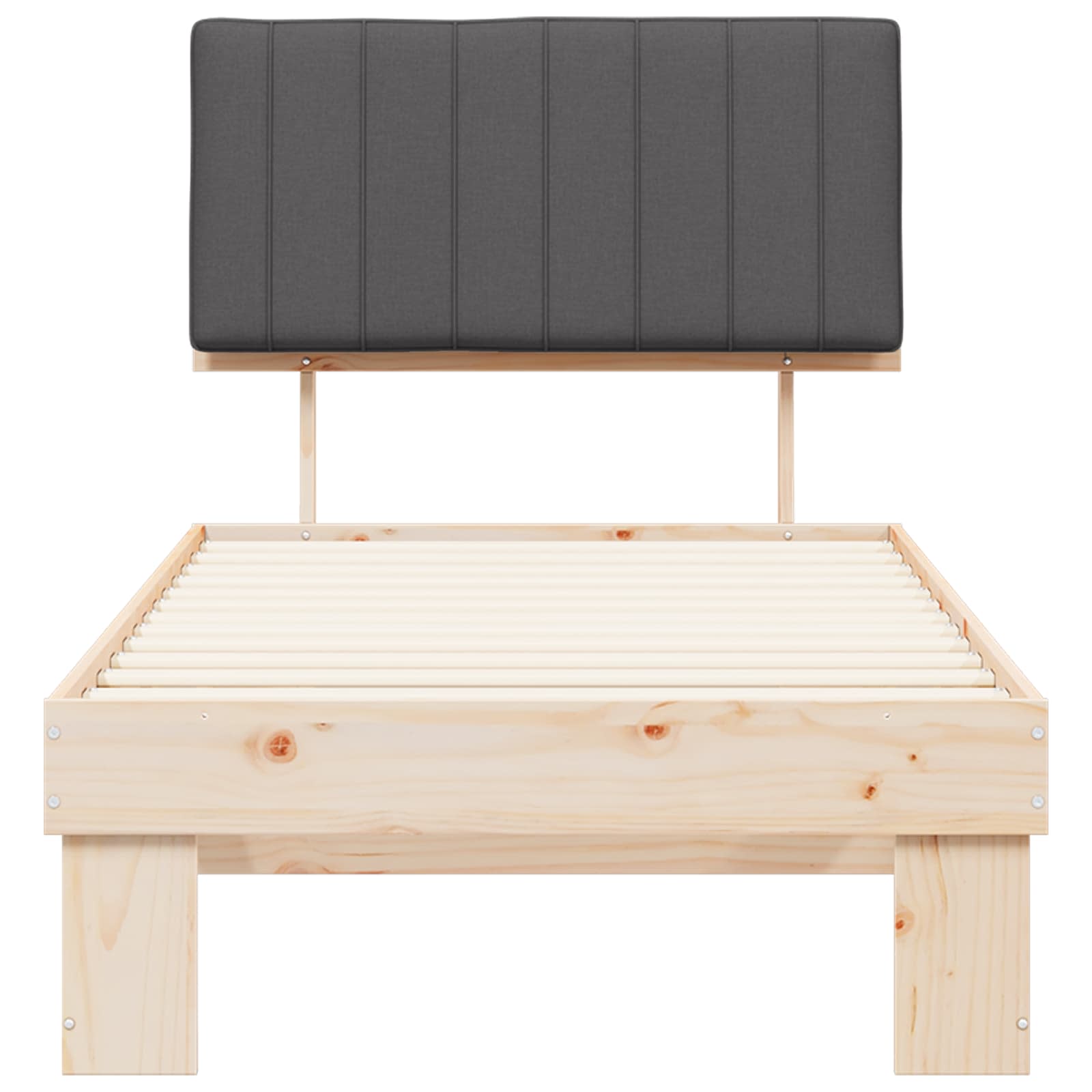 Σκελετός Κρεβατιού με Επενδεδυμένο Κεφαλάρι Σκούρο Γκρι