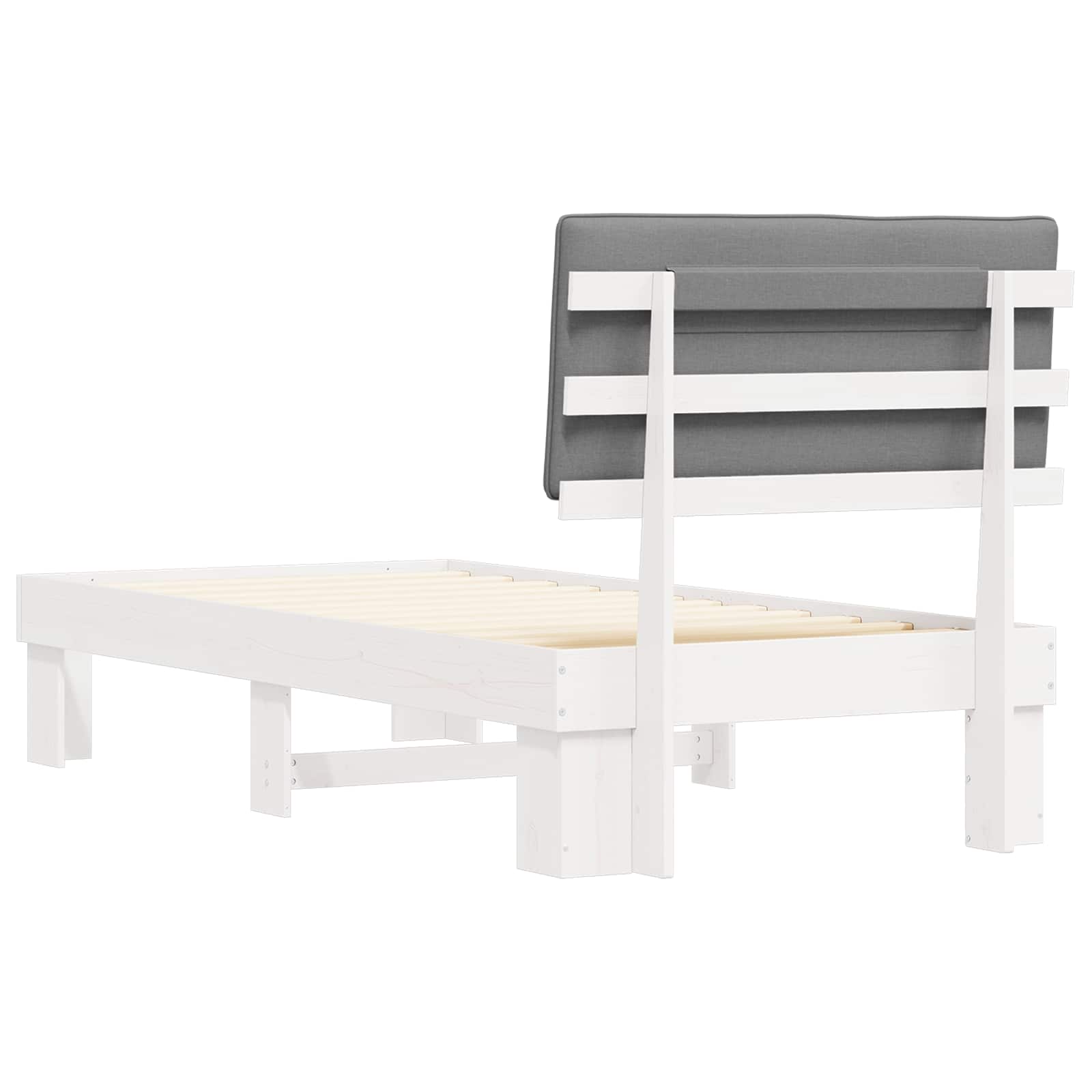 Σκελετός Κρεβατιού με Επενδεδυμένο Κεφαλάρι Ανοιχτό γκρι