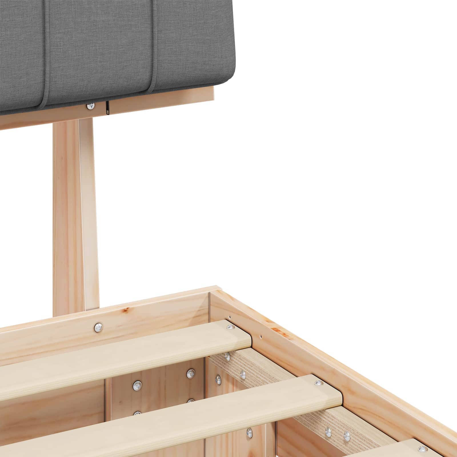 Σκελετός Κρεβατιού με Επενδεδυμένο Κεφαλάρι Ανοιχτό γκρι