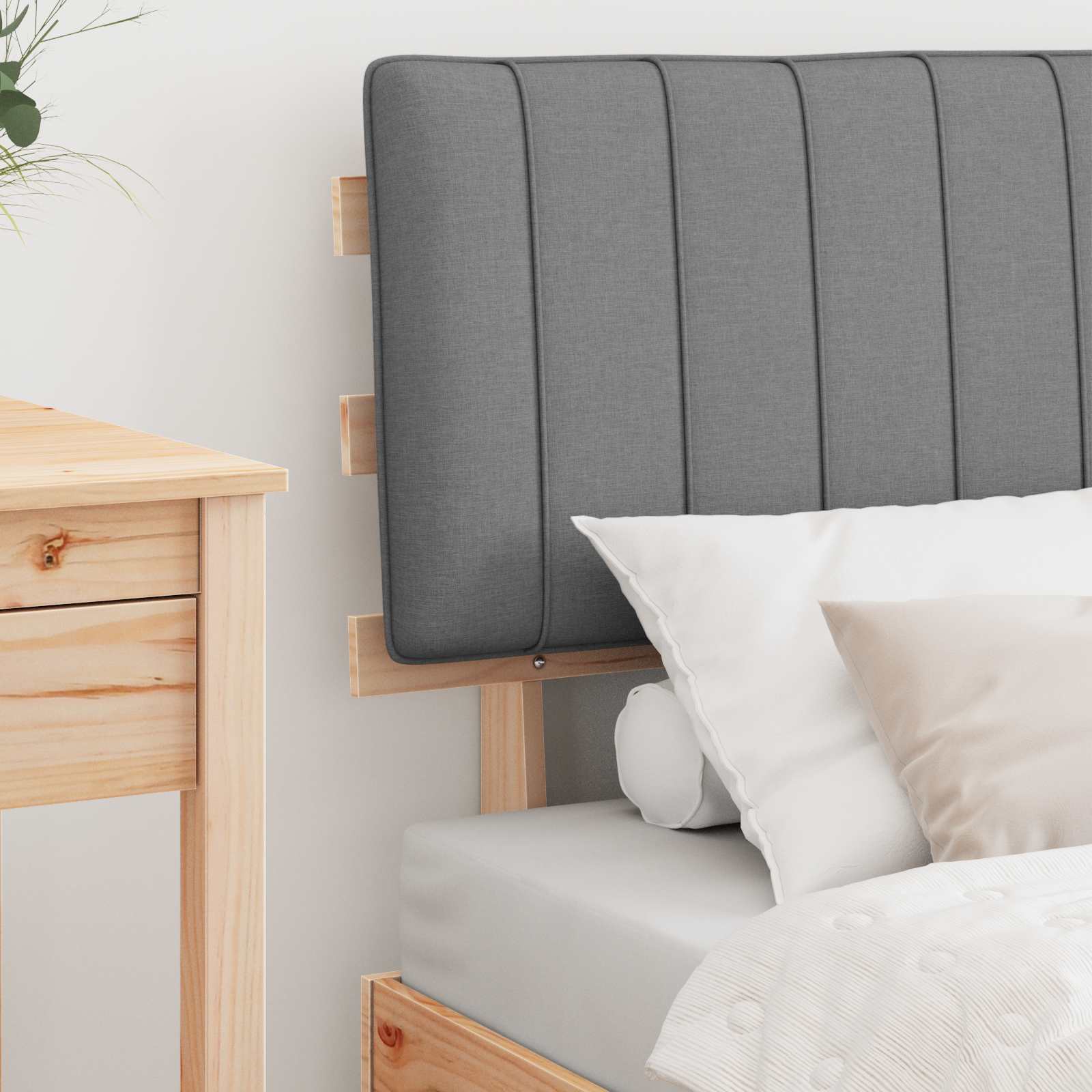 Σκελετός Κρεβατιού με Επενδεδυμένο Κεφαλάρι Ανοιχτό γκρι