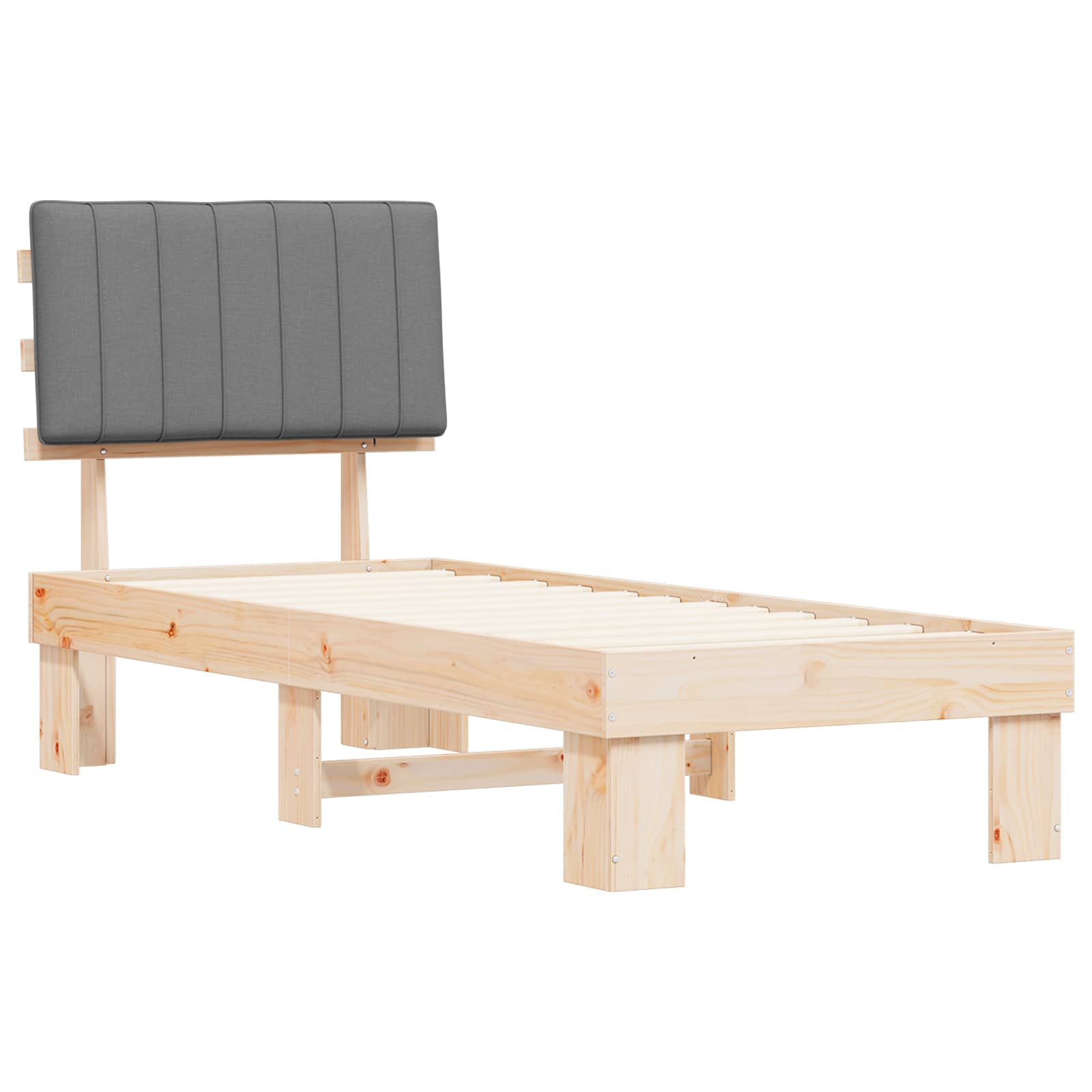 Σκελετός Κρεβατιού με Επενδεδυμένο Κεφαλάρι Ανοιχτό γκρι