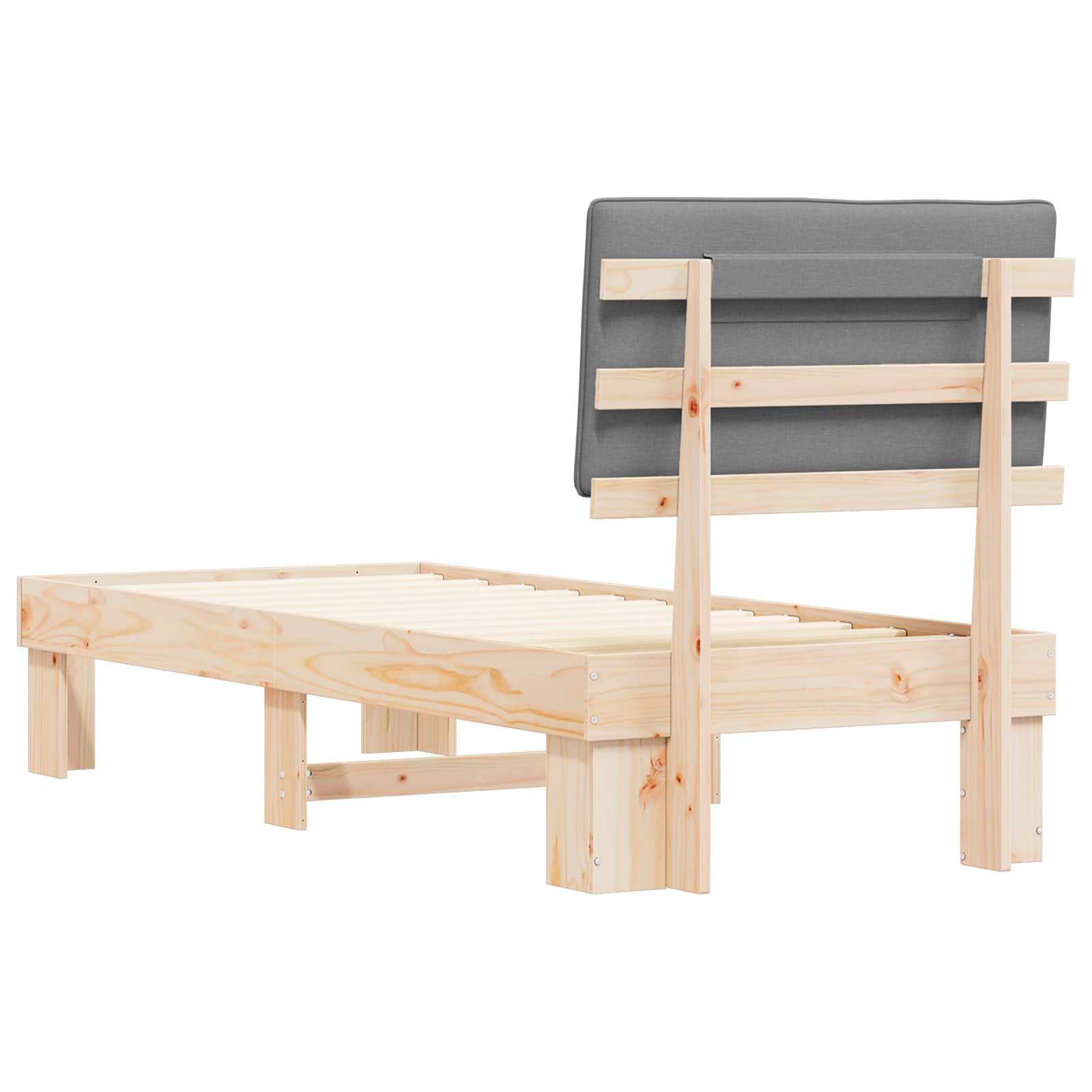 Σκελετός Κρεβατιού με Επενδεδυμένο Κεφαλάρι Ανοιχτό γκρι