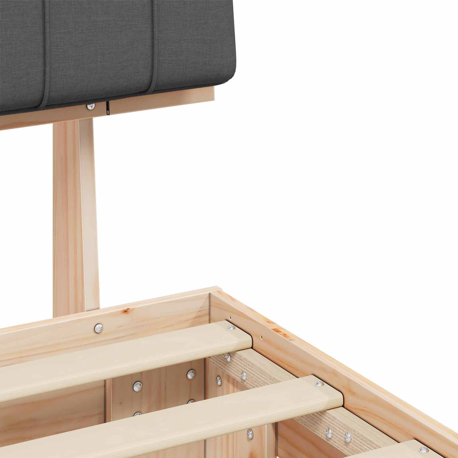 Σκελετός Κρεβατιού με Επενδεδυμένο Κεφαλάρι Σκούρο Γκρι