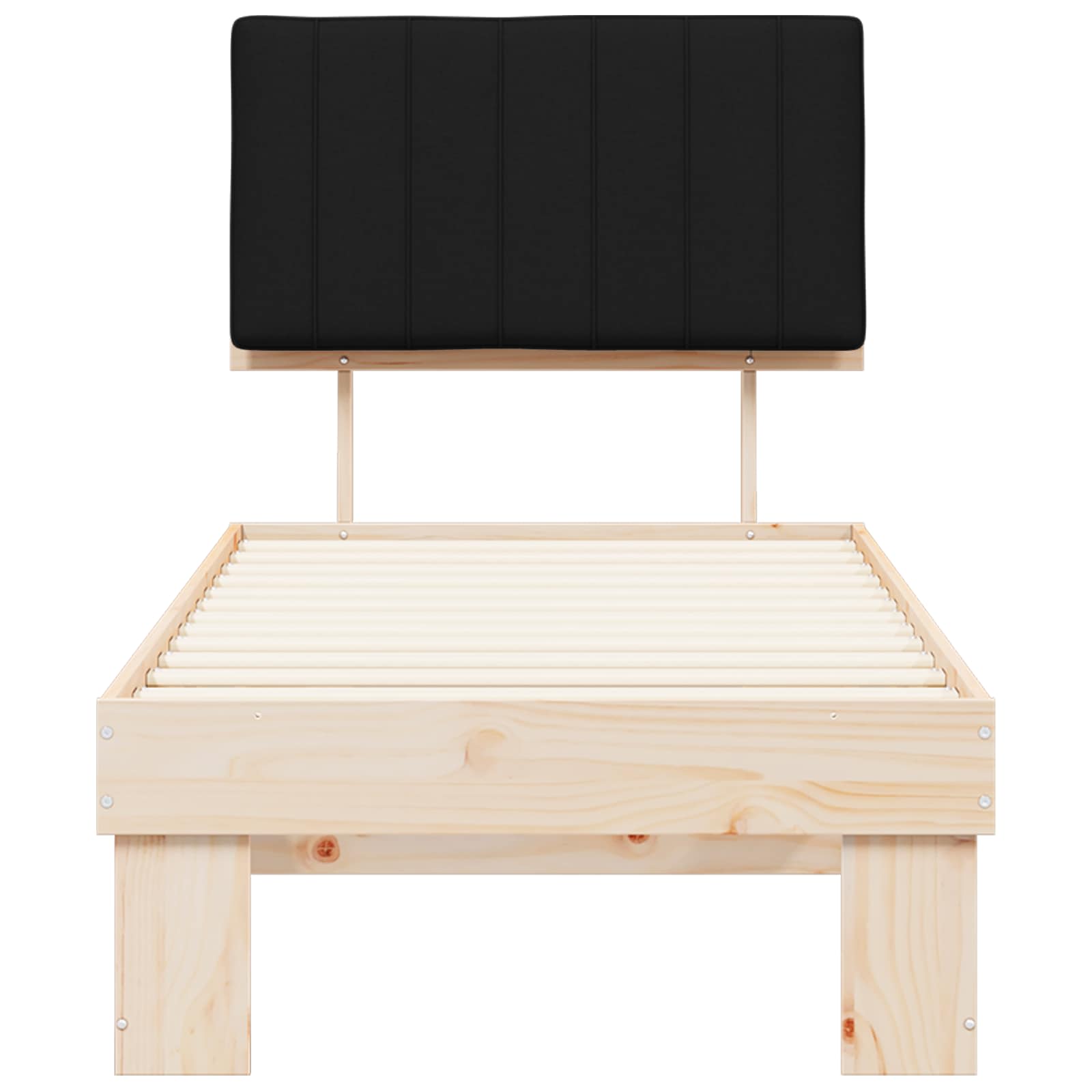 Σκελετός Κρεβατιού με Επενδεδυμένο Κεφαλάρι Μαύρο 75 x 190 cm