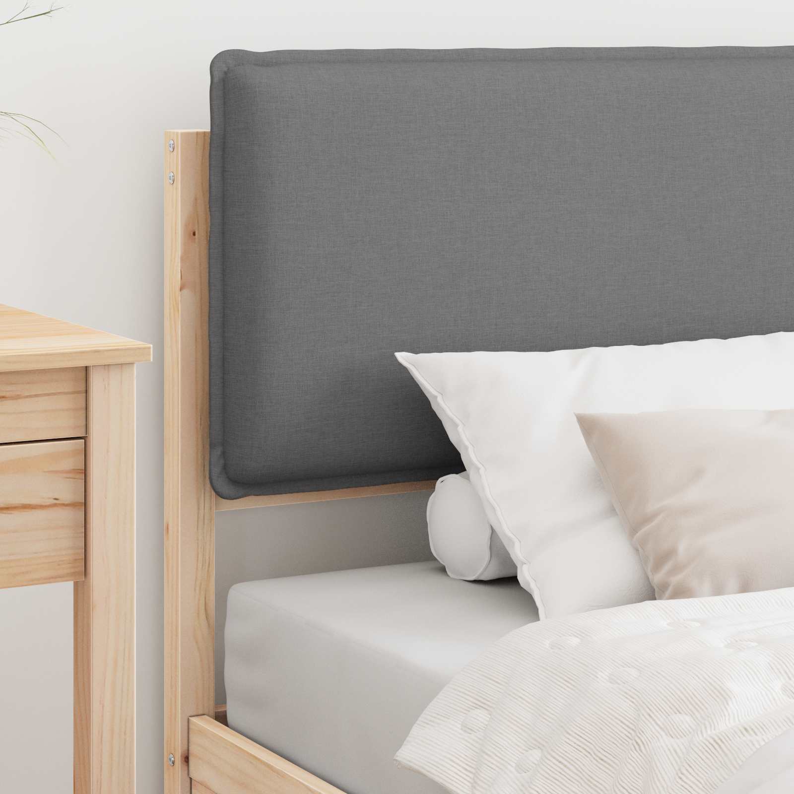 Σκελετός Κρεβατιού με Επενδεδυμένο Κεφαλάρι Ανοιχτό γκρι