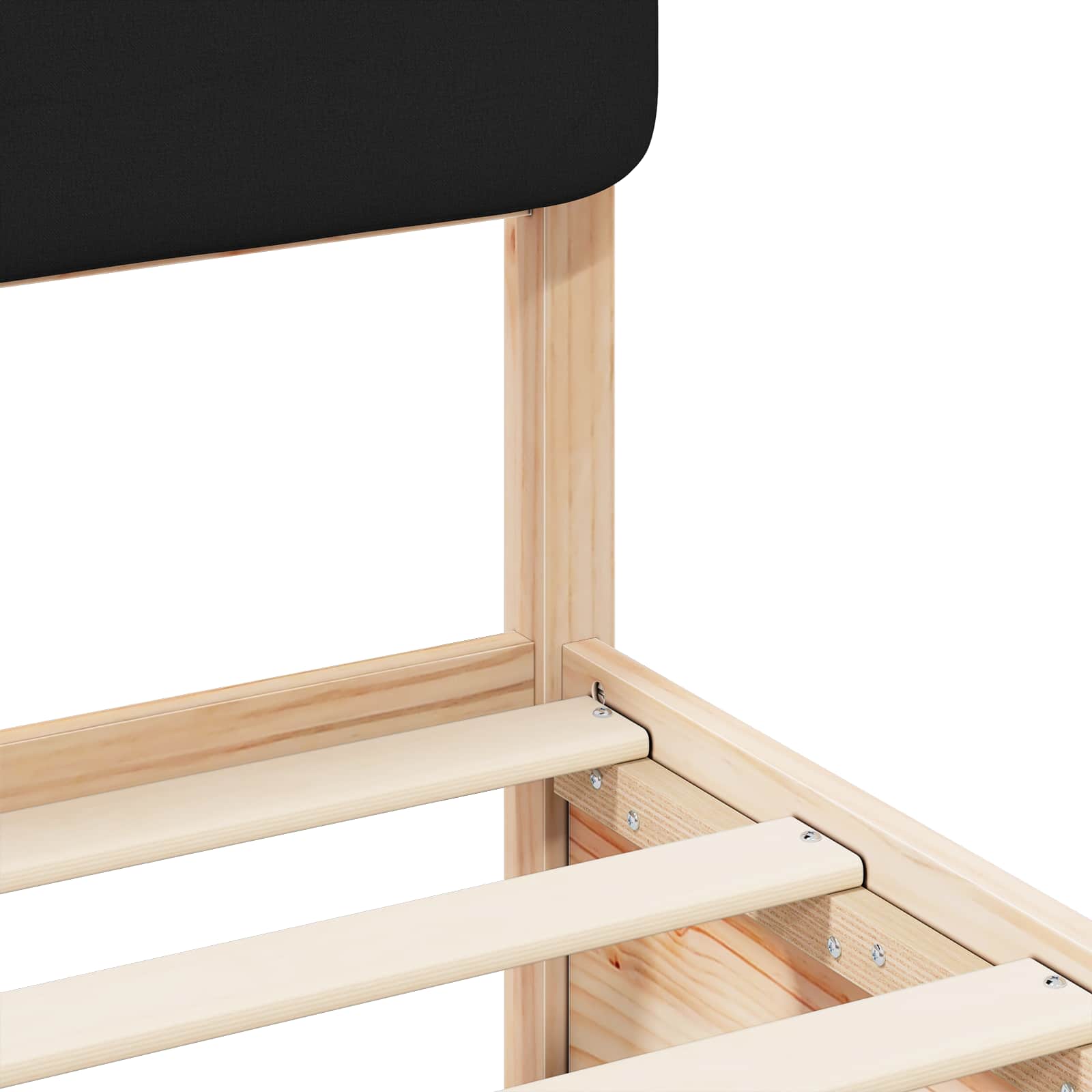 Σκελετός Κρεβατιού με Επενδεδυμένο Κεφαλάρι Μαύρο 90 x 200 cm