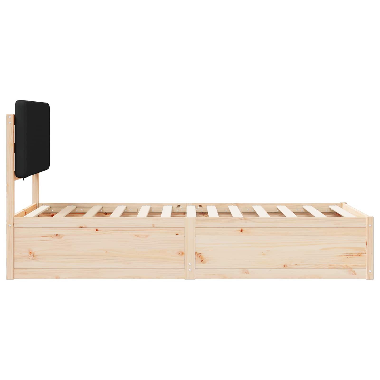 Σκελετός Κρεβατιού με Επενδεδυμένο Κεφαλάρι Μαύρο 90 x 200 cm