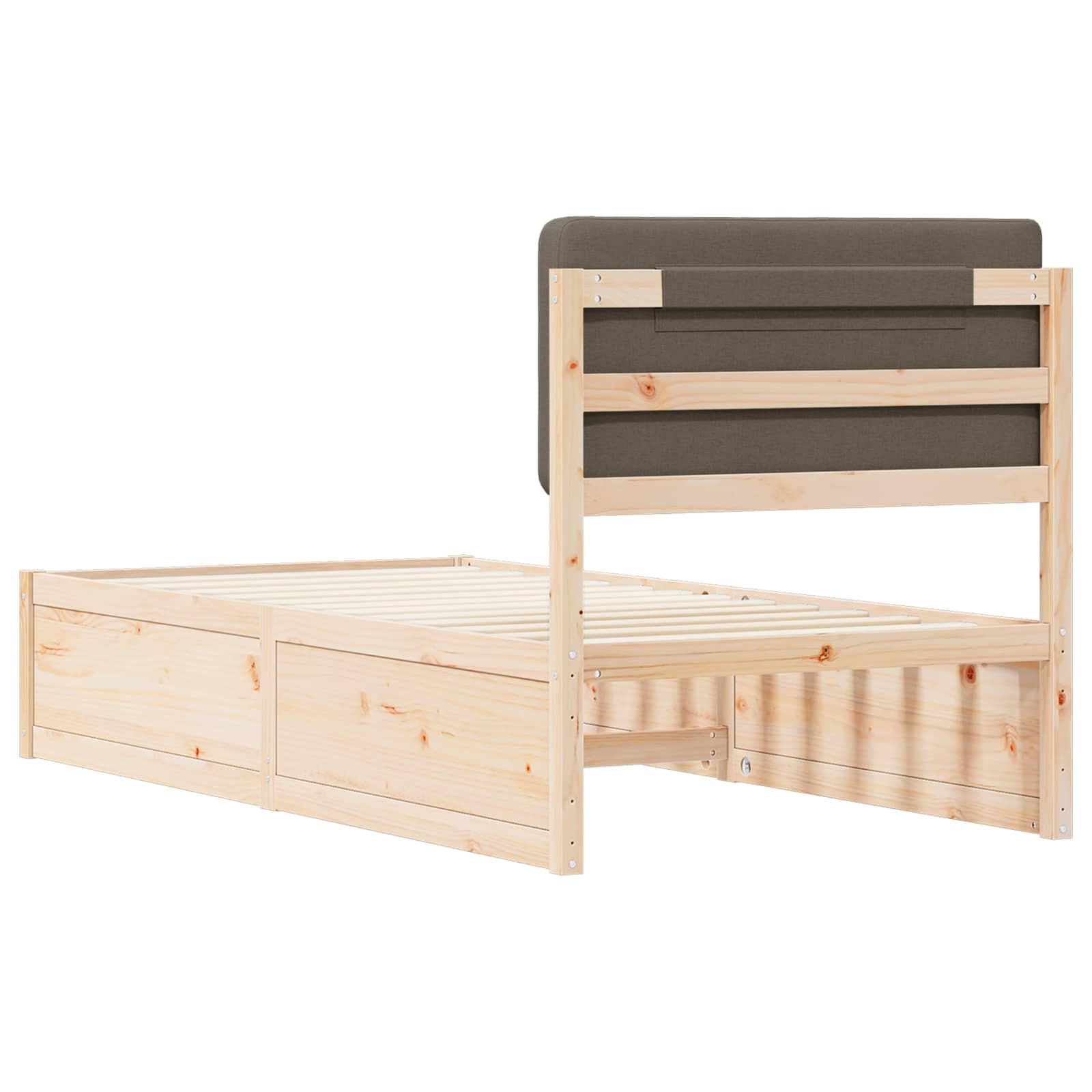 Σκελετός Κρεβατιού με Επενδεδυμένο Κεφαλάρι Taupe 90 x 190 cm