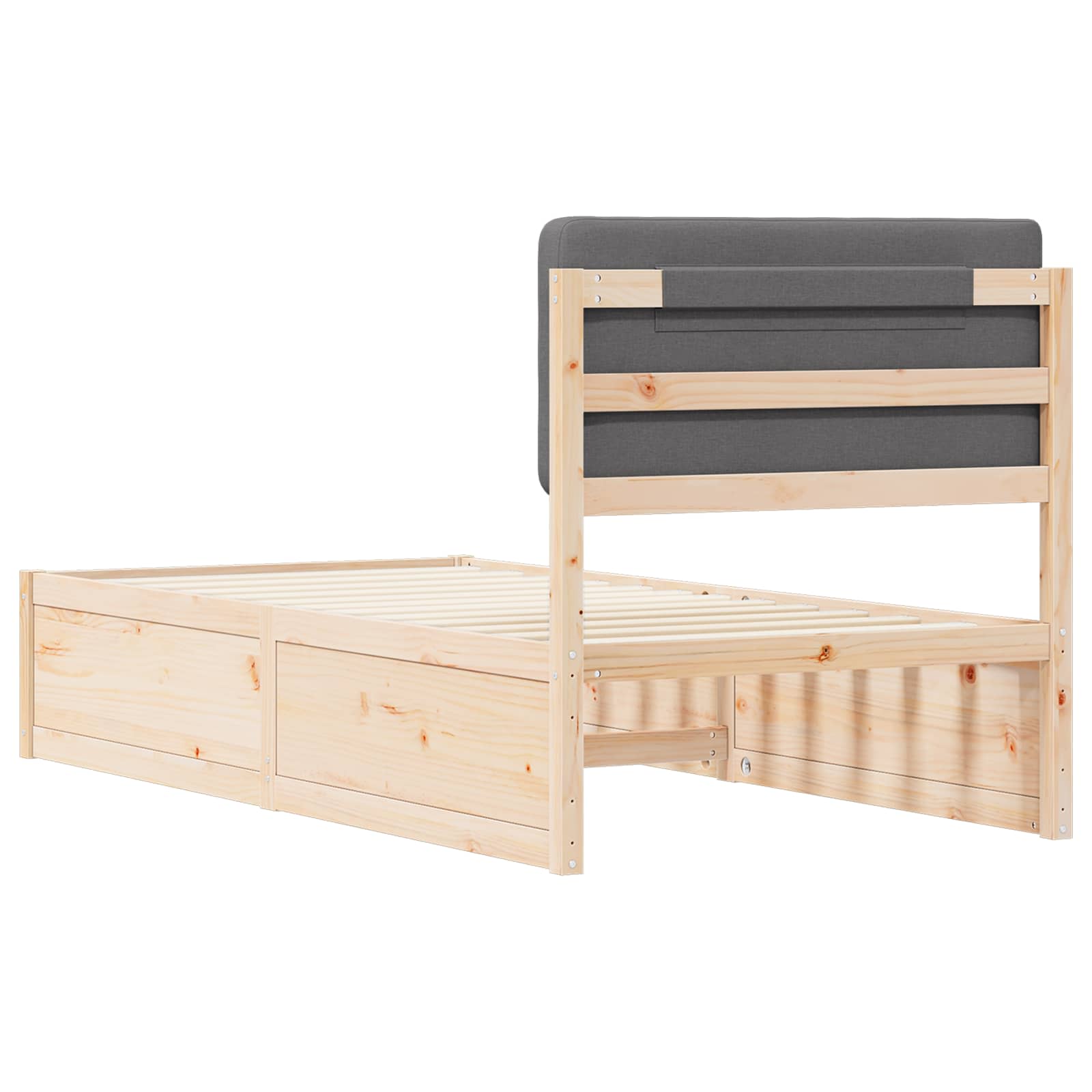 Σκελετός Κρεβατιού με Επενδεδυμένο Κεφαλάρι Σκούρο Γκρι