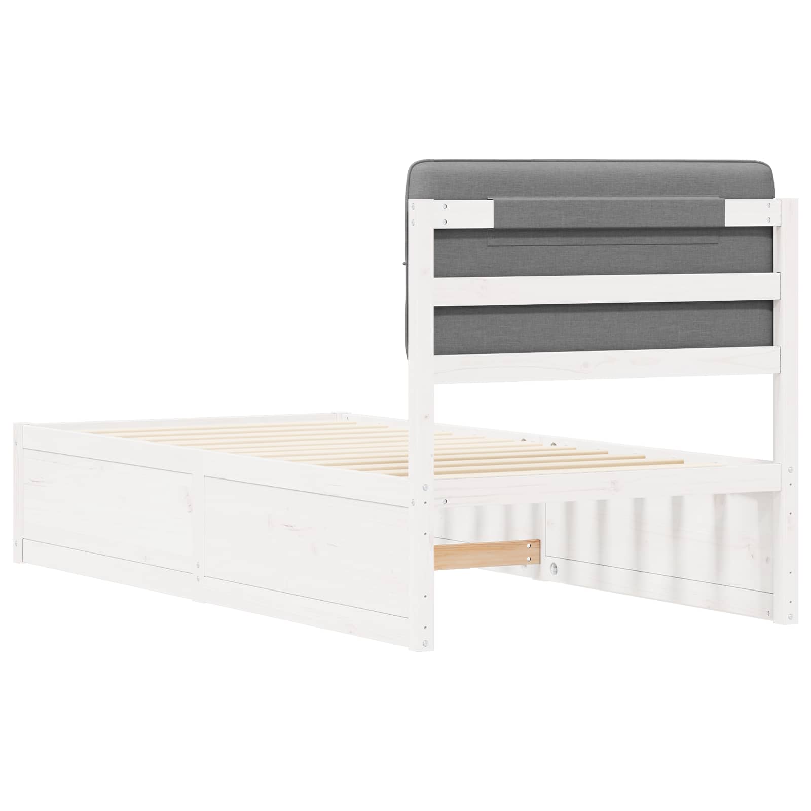 Σκελετός Κρεβατιού με Επενδεδυμένο Κεφαλάρι Ανοιχτό γκρι