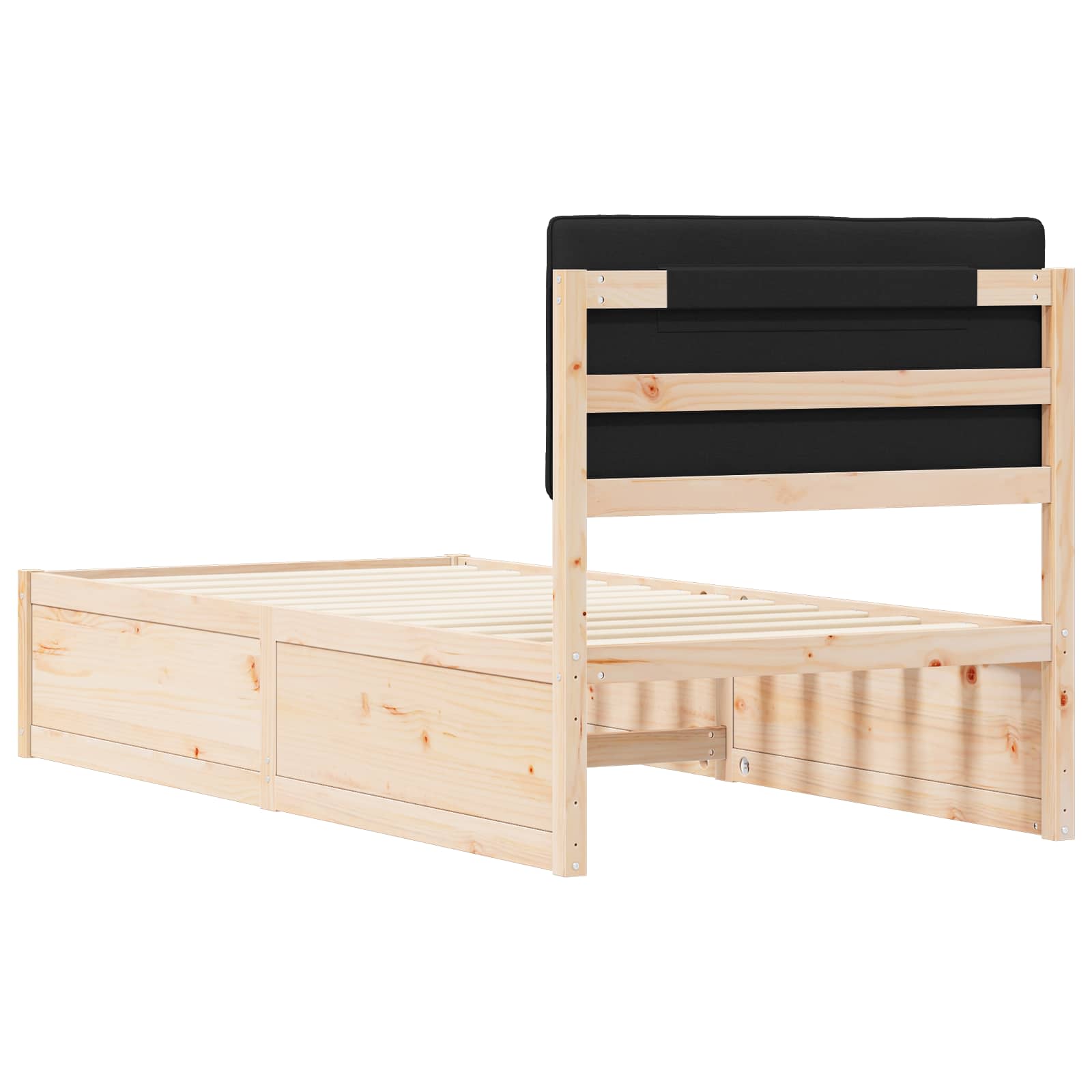 Σκελετός Κρεβατιού με Επενδεδυμένο Κεφαλάρι Μαύρο 90 x 200 cm