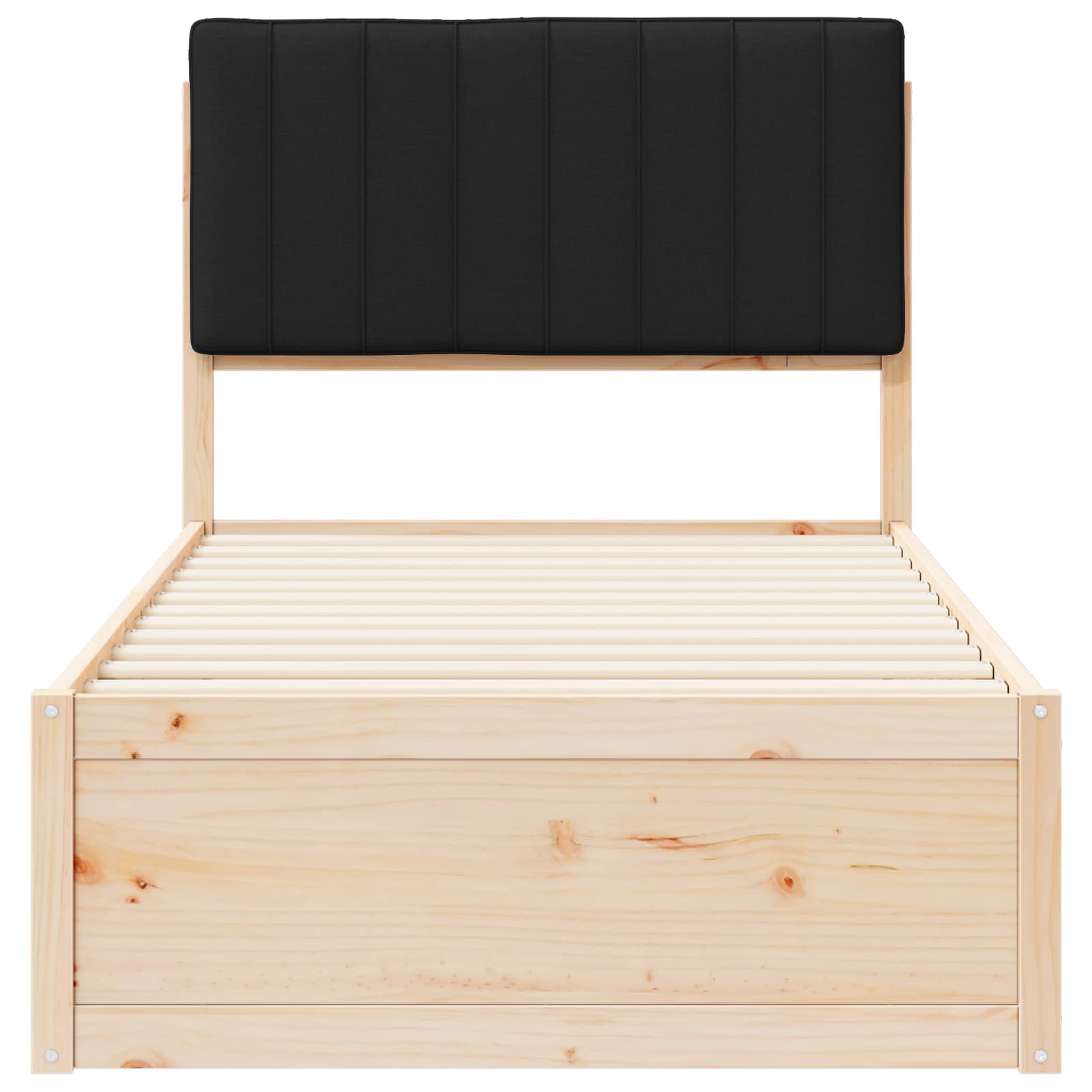 Σκελετός Κρεβατιού με Επενδεδυμένο Κεφαλάρι Μαύρο 90 x 200 cm