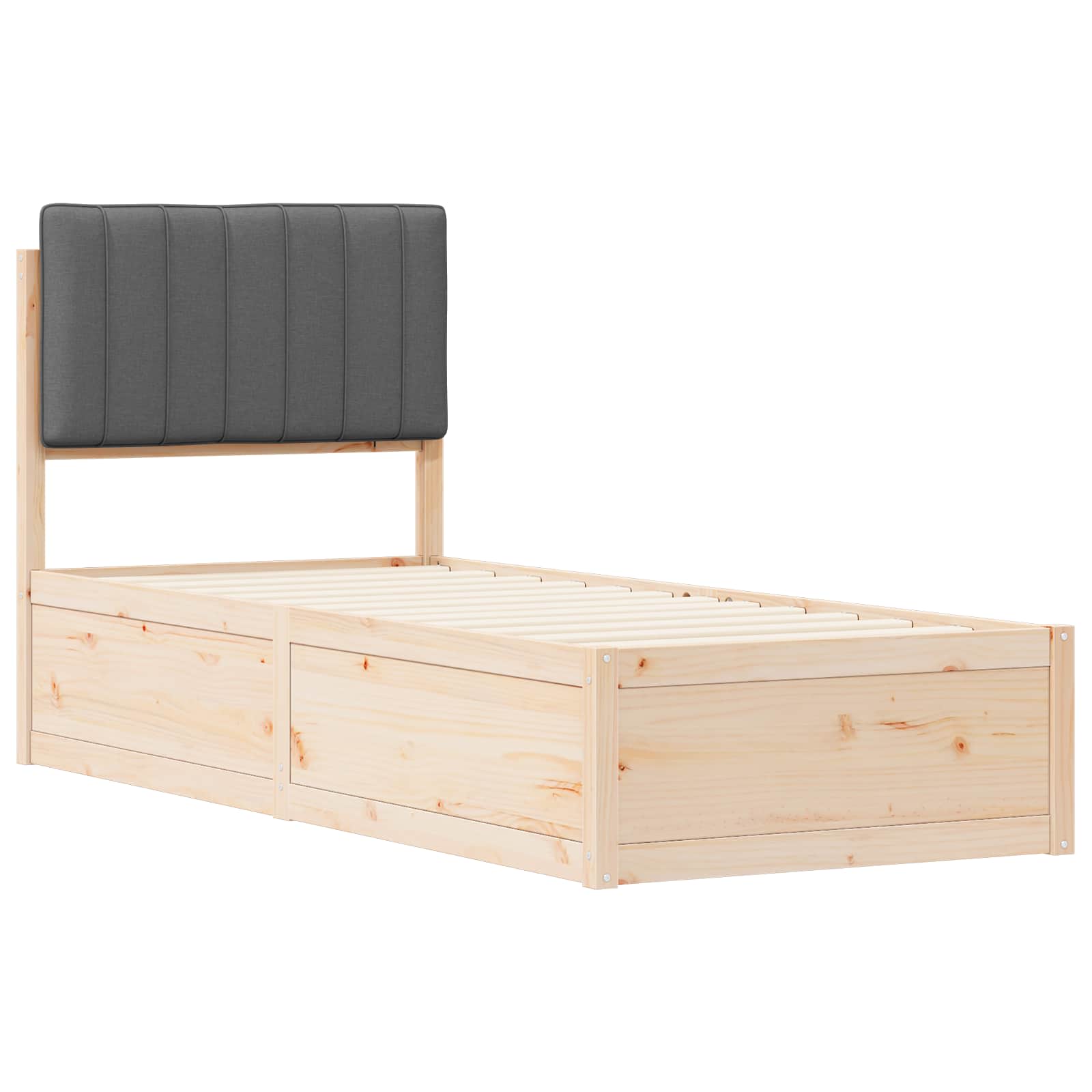 Σκελετός Κρεβατιού με Επενδεδυμένο Κεφαλάρι Σκούρο Γκρι