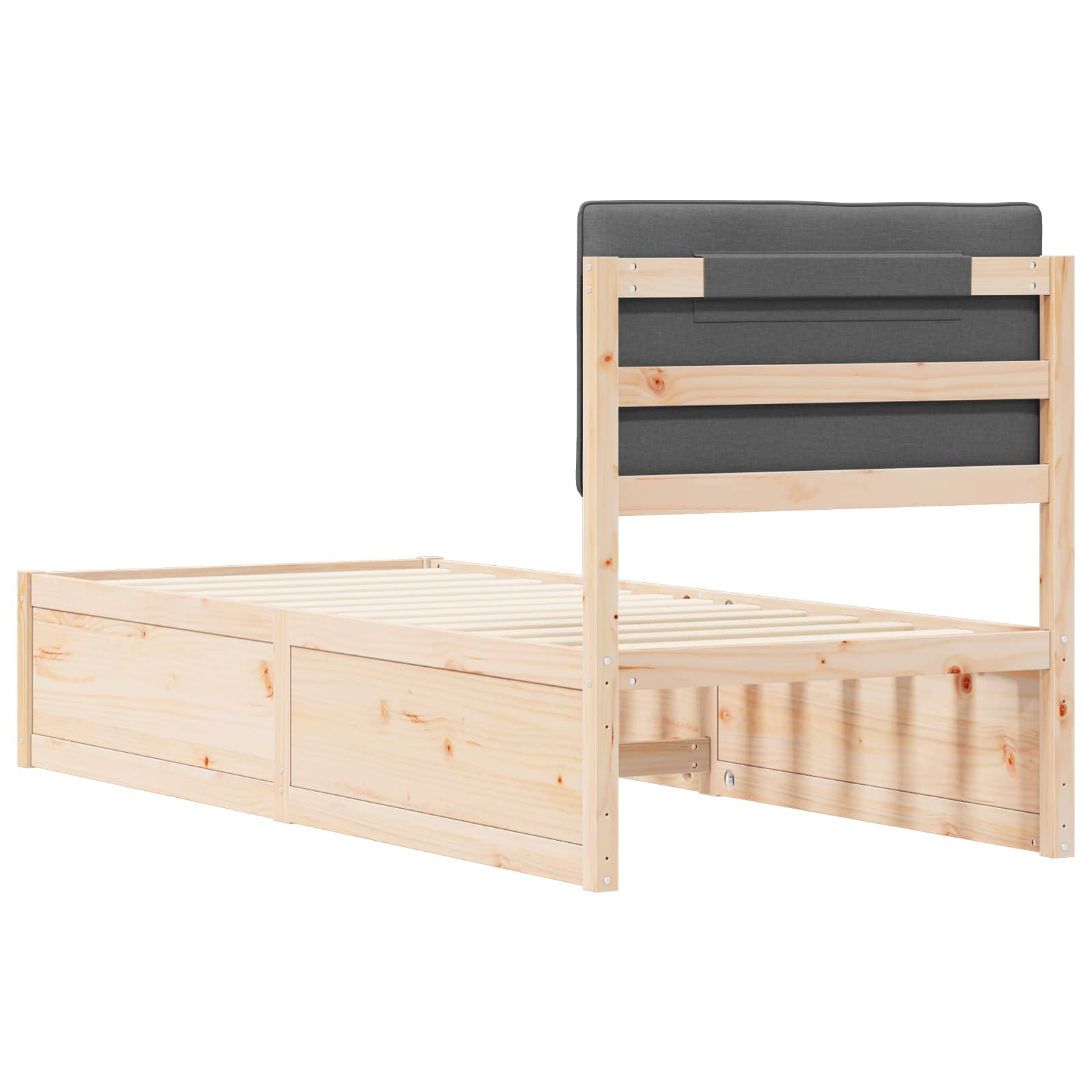 Σκελετός Κρεβατιού με Επενδεδυμένο Κεφαλάρι Σκούρο Γκρι