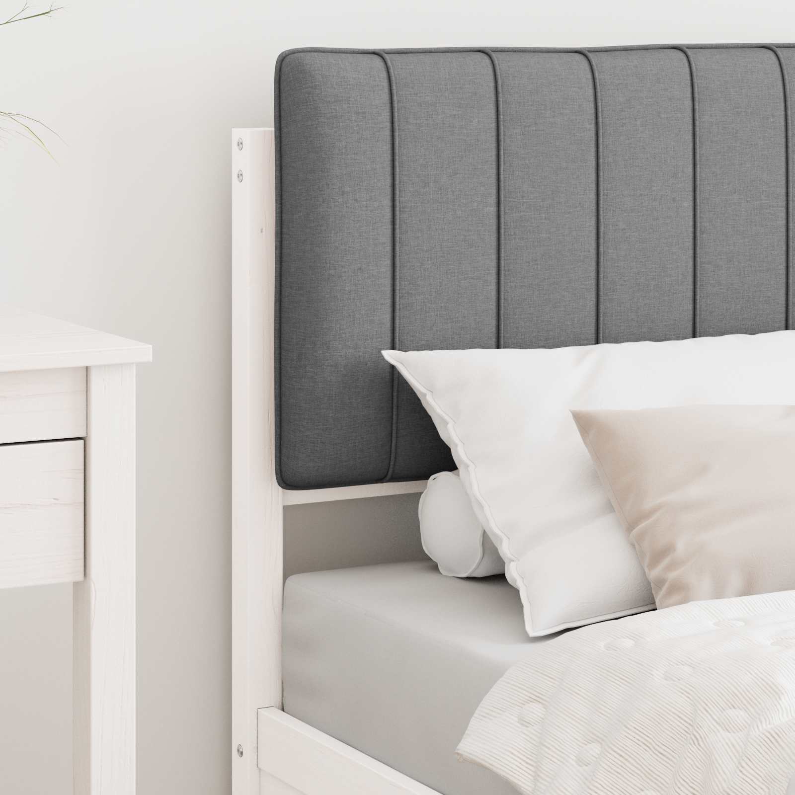 Σκελετός Κρεβατιού με Επενδεδυμένο Κεφαλάρι Ανοιχτό γκρι