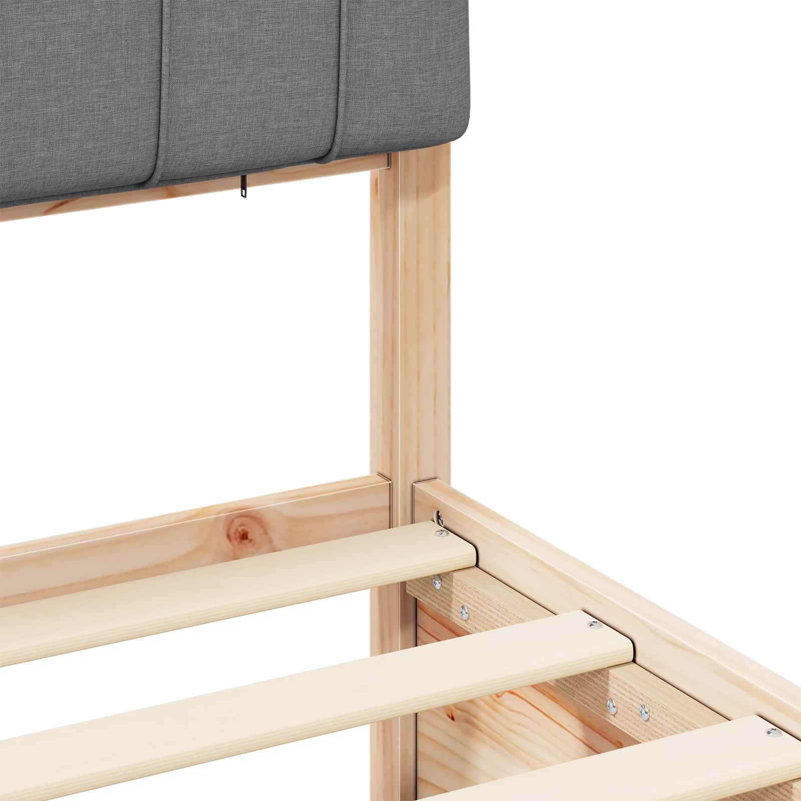 Σκελετός Κρεβατιού με Επενδεδυμένο Κεφαλάρι Ανοιχτό γκρι