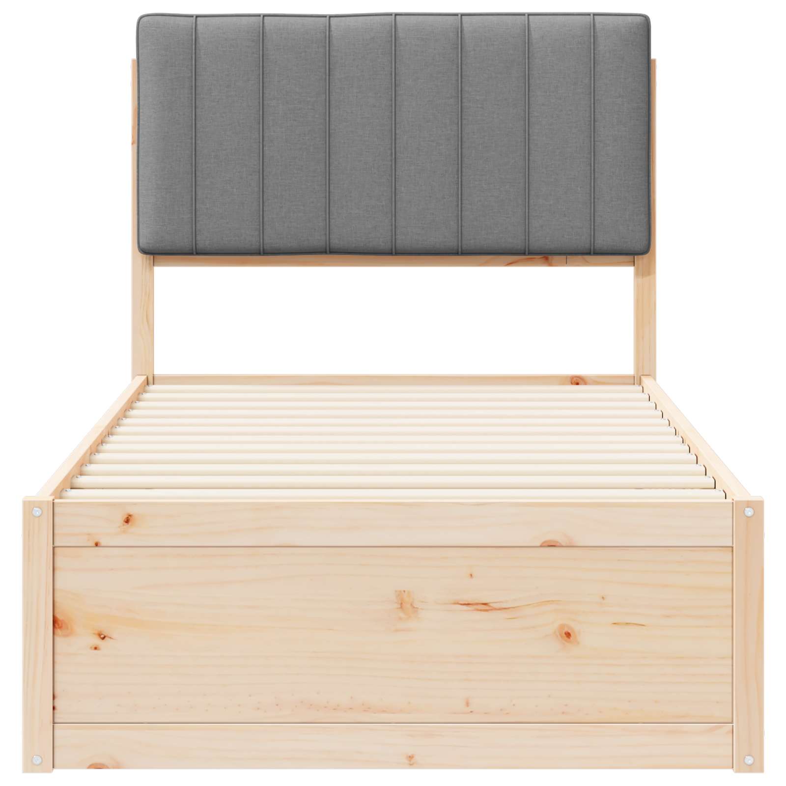 Σκελετός Κρεβατιού με Επενδεδυμένο Κεφαλάρι Ανοιχτό γκρι