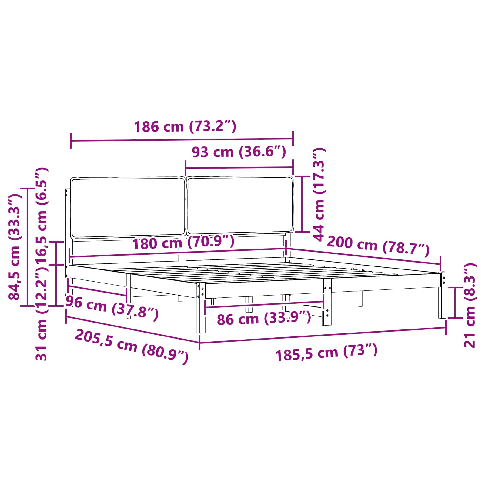 Σκελετός Κρεβατιού με Επενδεδυμένο Κεφαλάρι Ανοιχτό γκρι