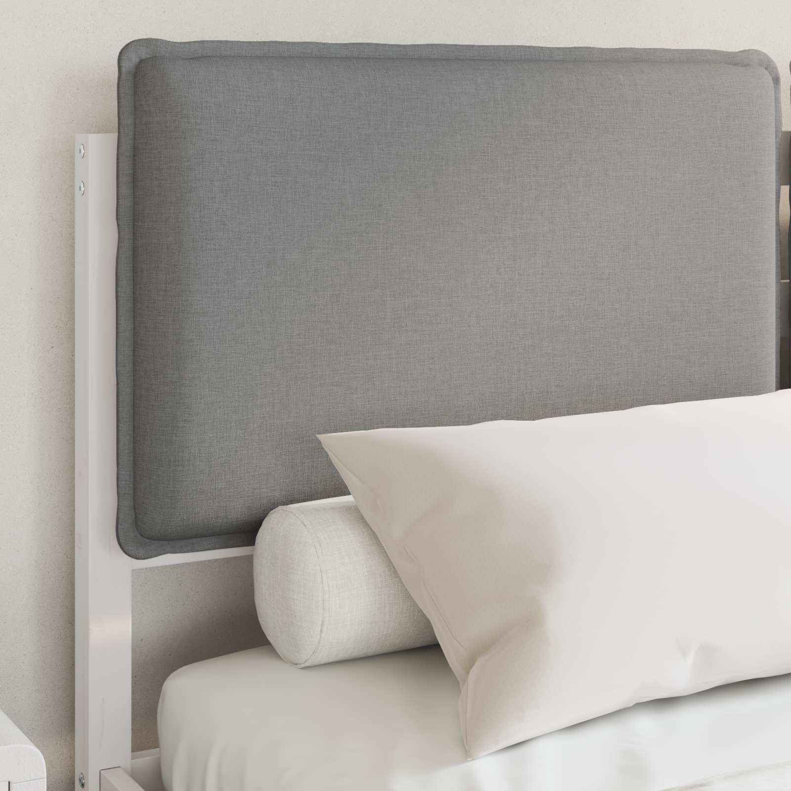 Σκελετός Κρεβατιού με Επενδεδυμένο Κεφαλάρι Ανοιχτό γκρι