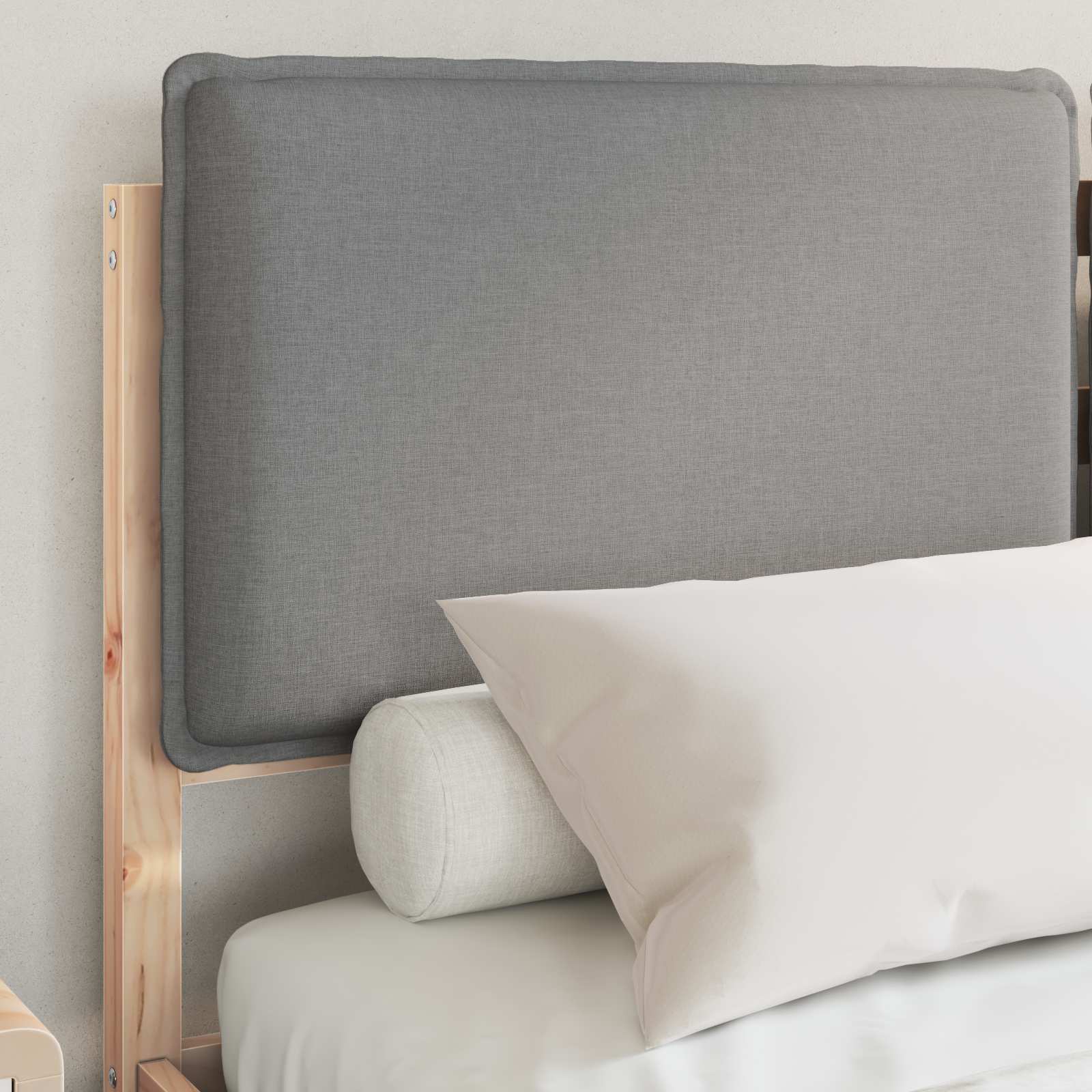 Σκελετός Κρεβατιού με Επενδεδυμένο Κεφαλάρι Ανοιχτό γκρι