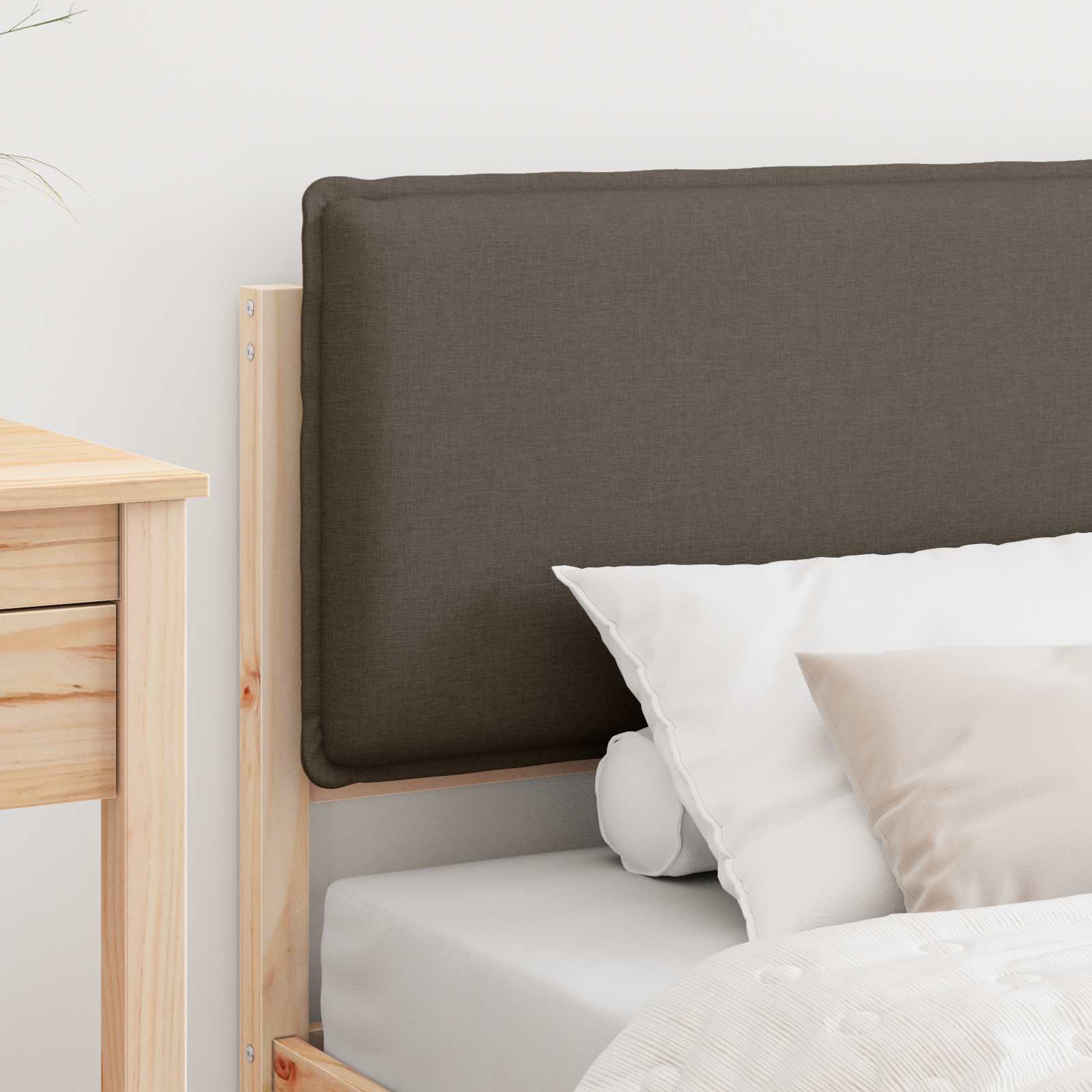 Σκελετός Κρεβατιού με Επενδεδυμένο Κεφαλάρι Taupe 100 x 200 cm
