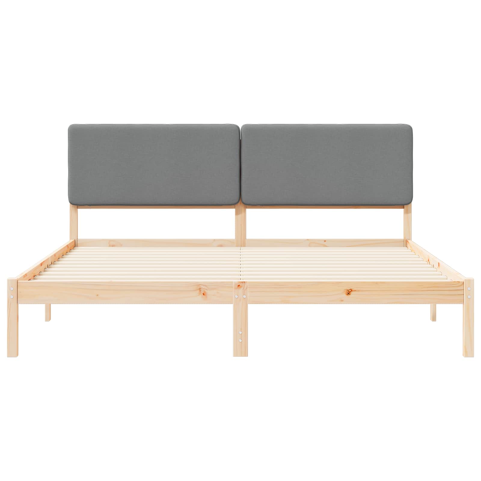 Σκελετός Κρεβατιού με Επενδεδυμένο Κεφαλάρι Ανοιχτό γκρι