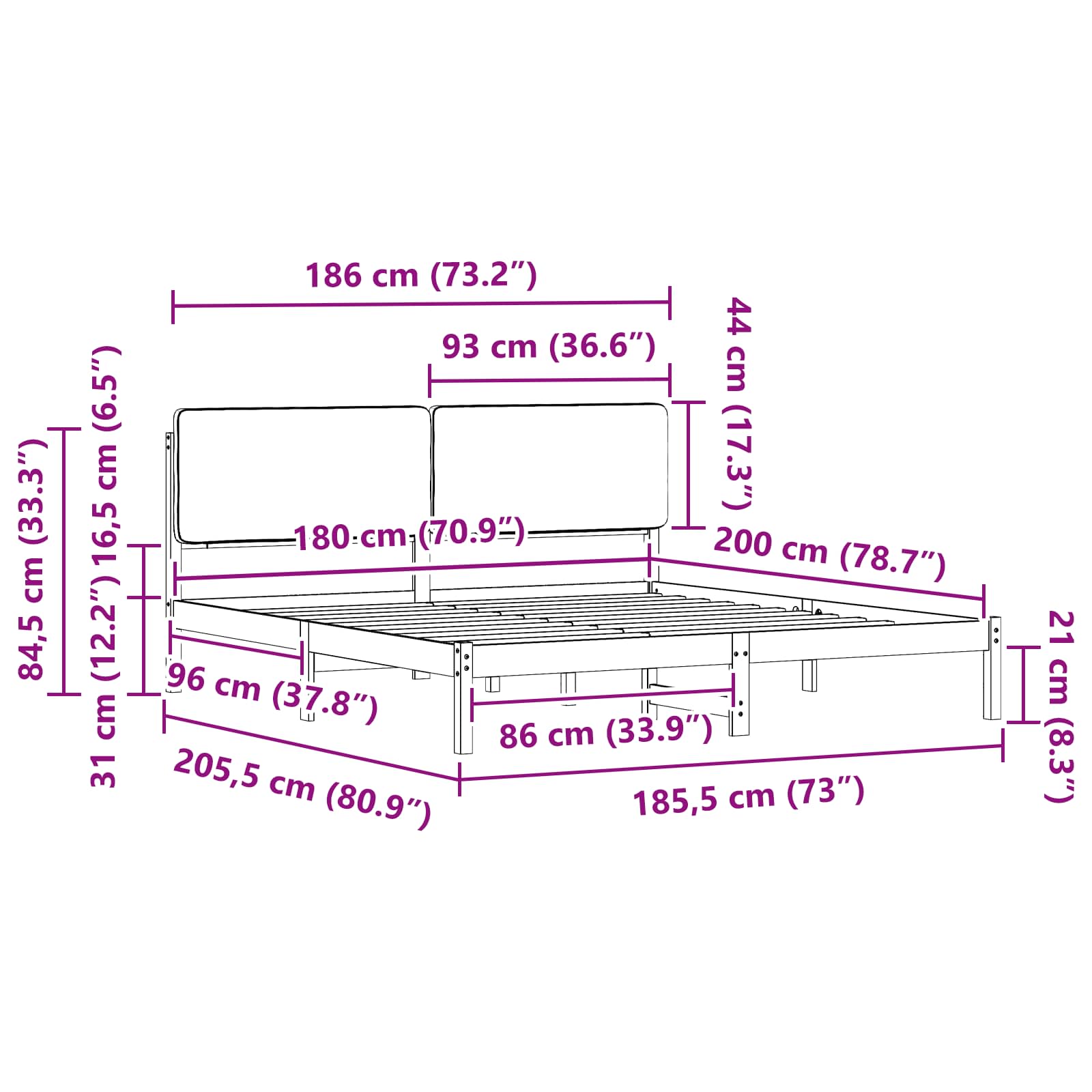 Σκελετός Κρεβατιού με Επενδεδυμένο Κεφαλάρι Ανοιχτό γκρι