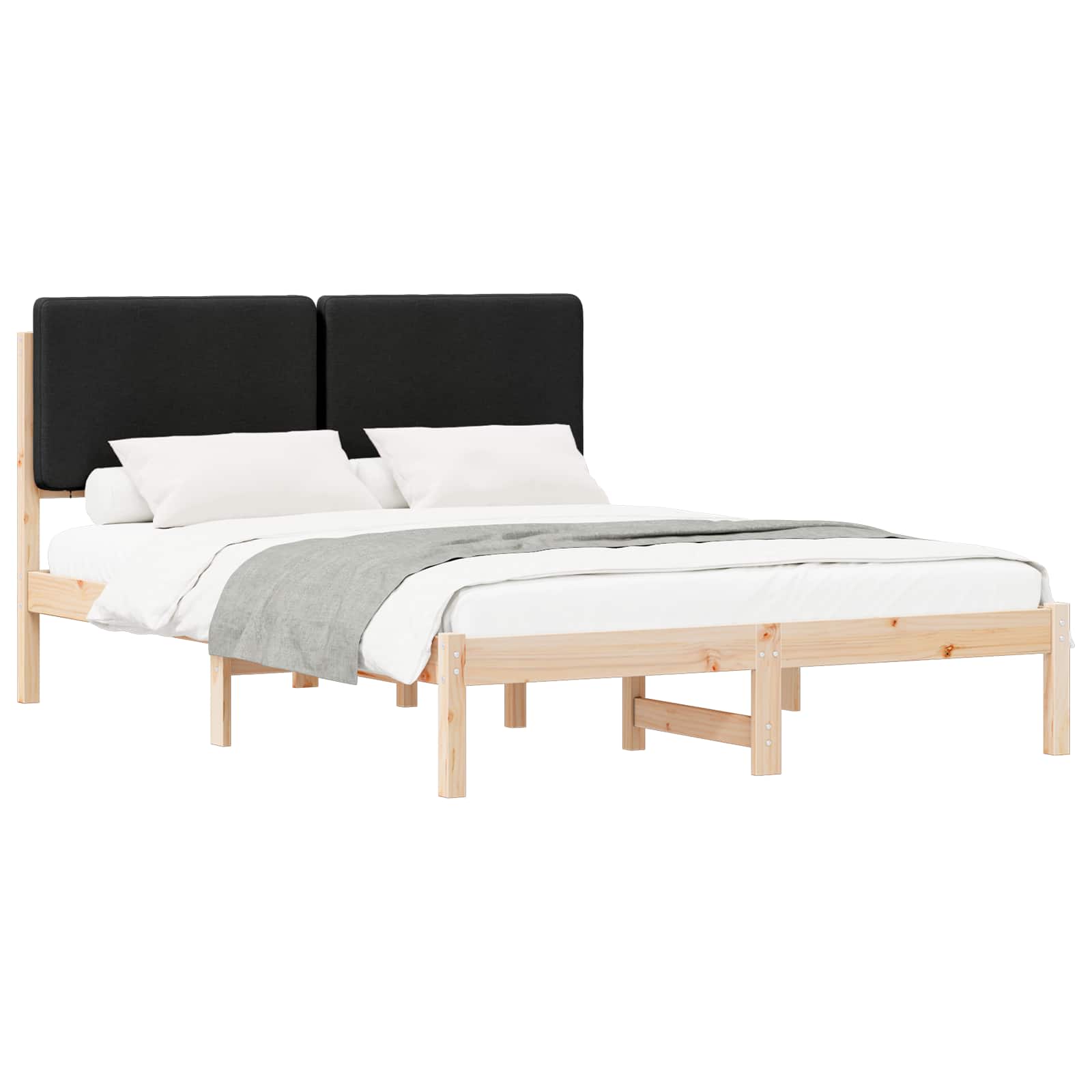 Σκελετός Κρεβατιού με Επενδεδυμένο Κεφαλάρι Μαύρο 140 x 200 cm