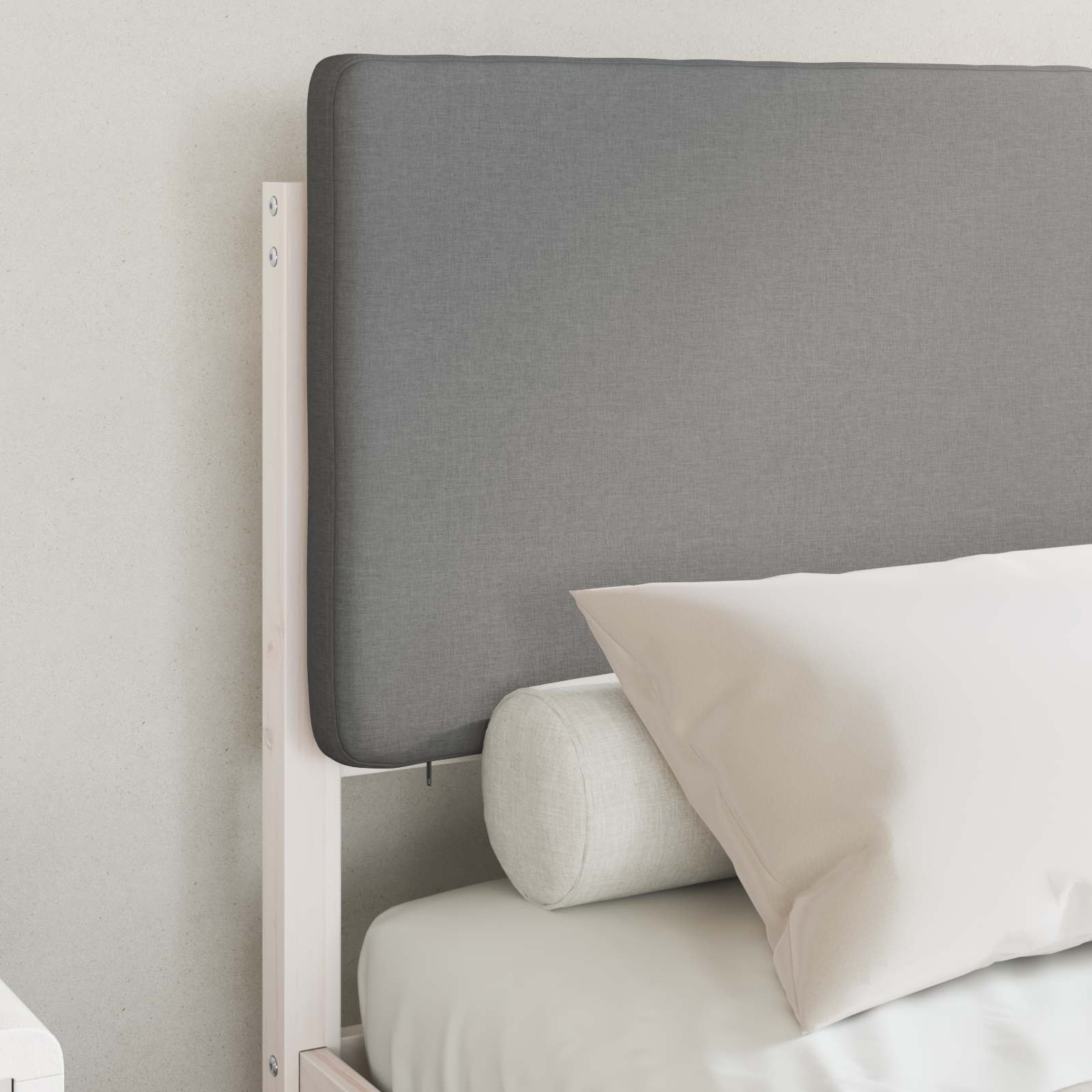 Σκελετός Κρεβατιού με Επενδεδυμένο Κεφαλάρι Ανοιχτό γκρι
