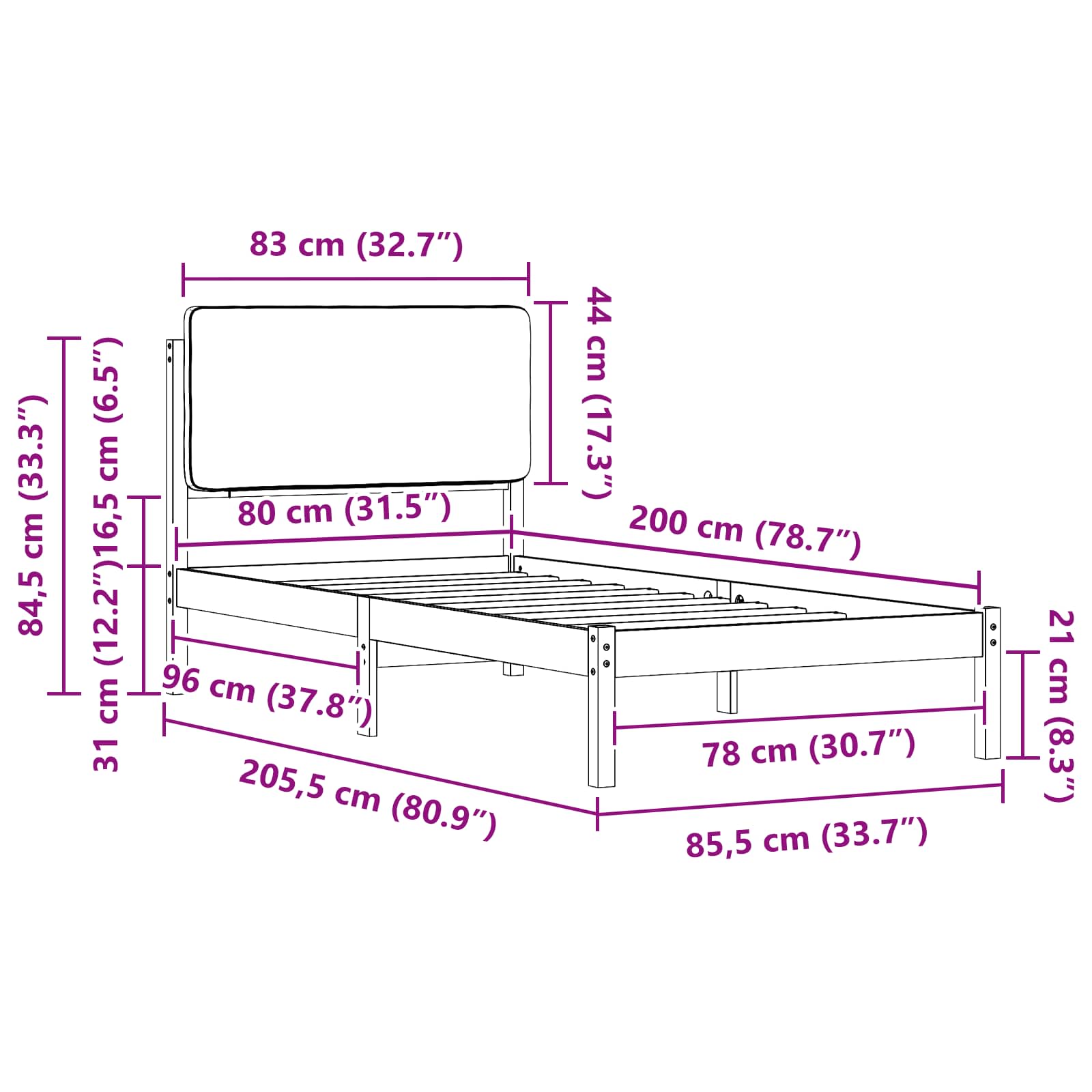 Σκελετός Κρεβατιού με Επενδεδυμένο Κεφαλάρι Σκούρο Γκρι