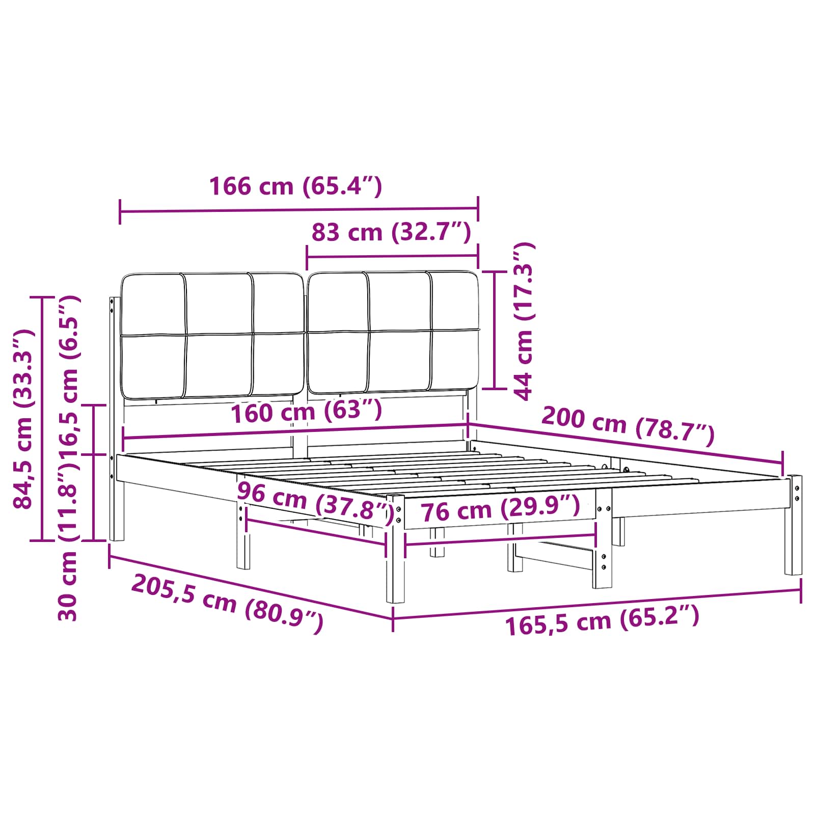 Σκελετός Κρεβατιού με Επενδεδυμένο Κεφαλάρι Σκούρο Γκρι