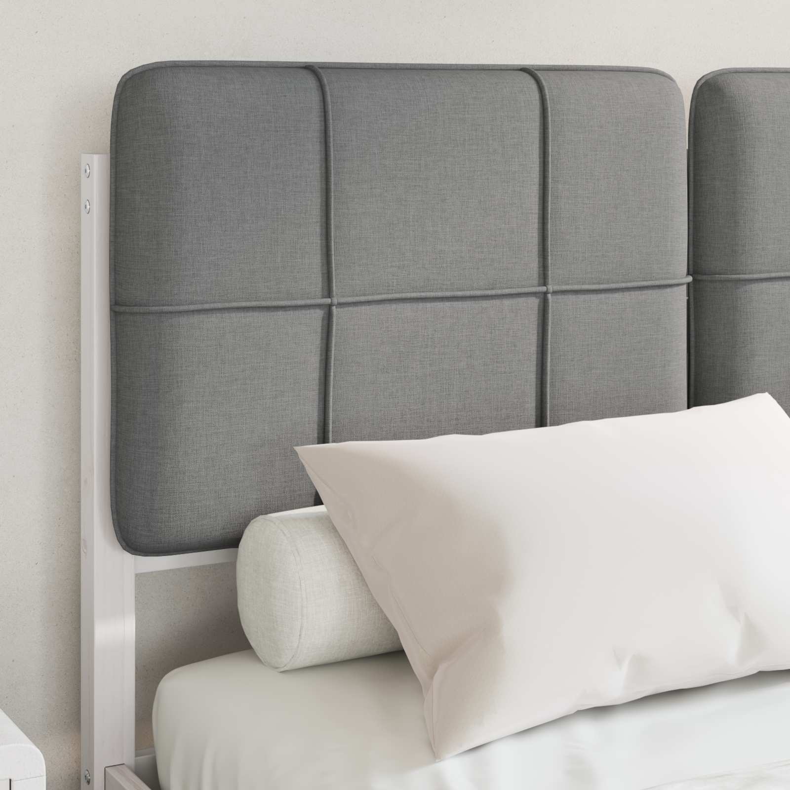 Σκελετός Κρεβατιού με Επενδεδυμένο Κεφαλάρι Ανοιχτό γκρι